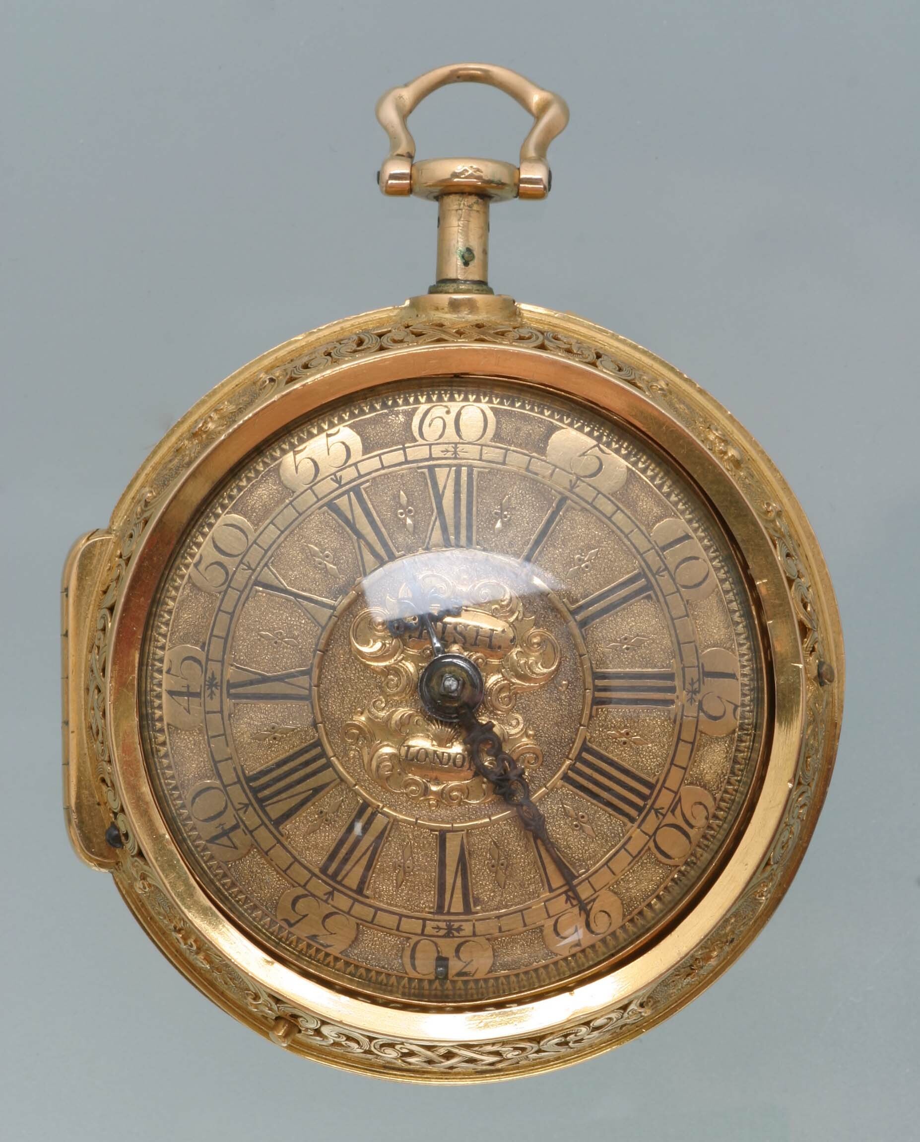 Taschenuhr mit Übergehäuse, Henry Fish, London, um 1750 (Deutsches Uhrenmuseum CC BY-SA)