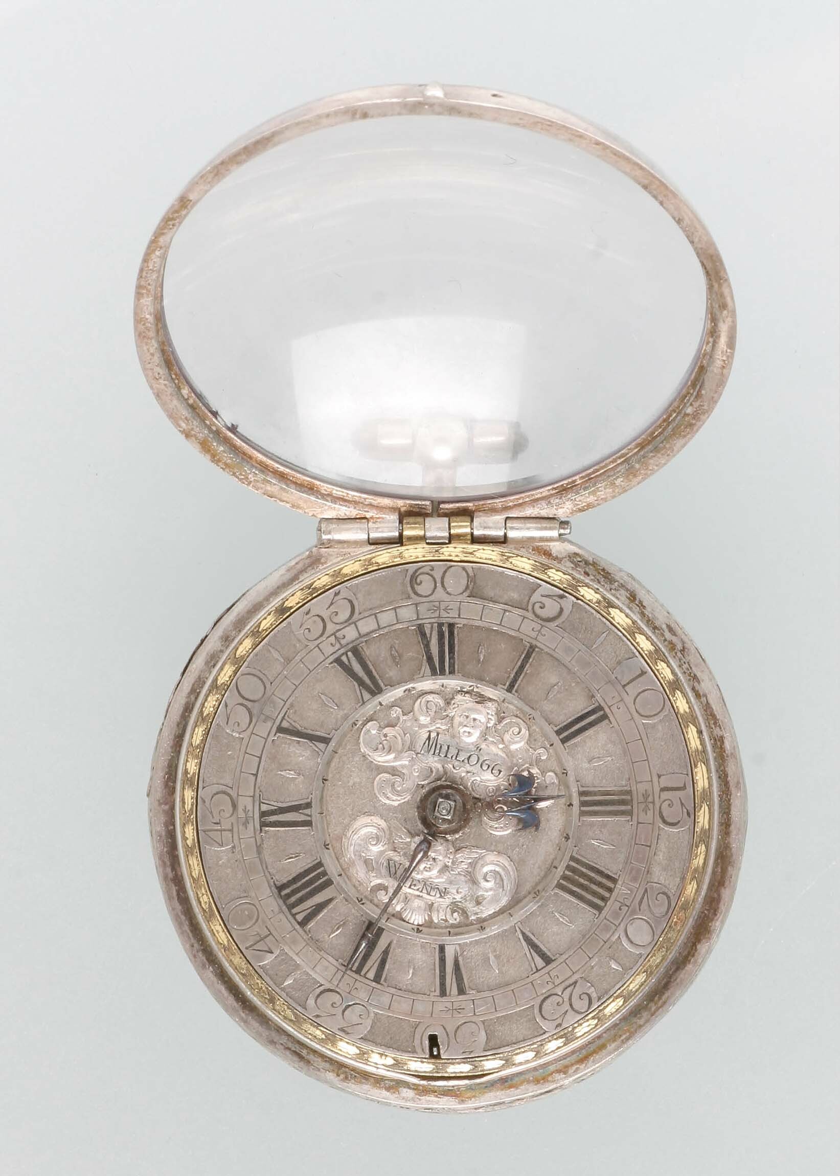 Taschenuhr, Millögg, Wien, um 1725 (Deutsches Uhrenmuseum CC BY-SA)