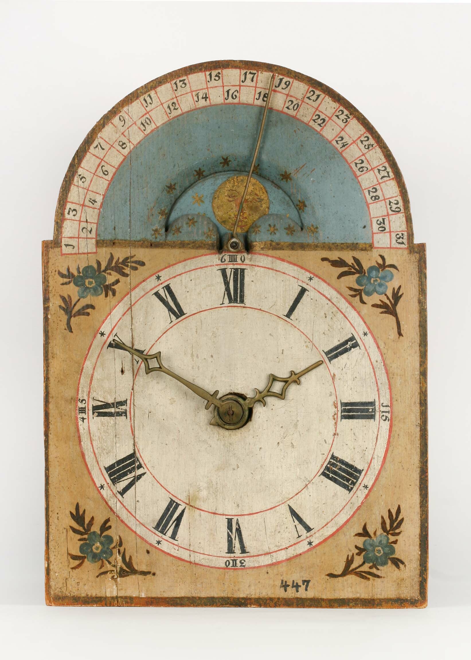 Wanduhr, Matthäus Krebs zugeschrieben, Überauchen, um 1770 (Deutsches Uhrenmuseum CC BY-SA)