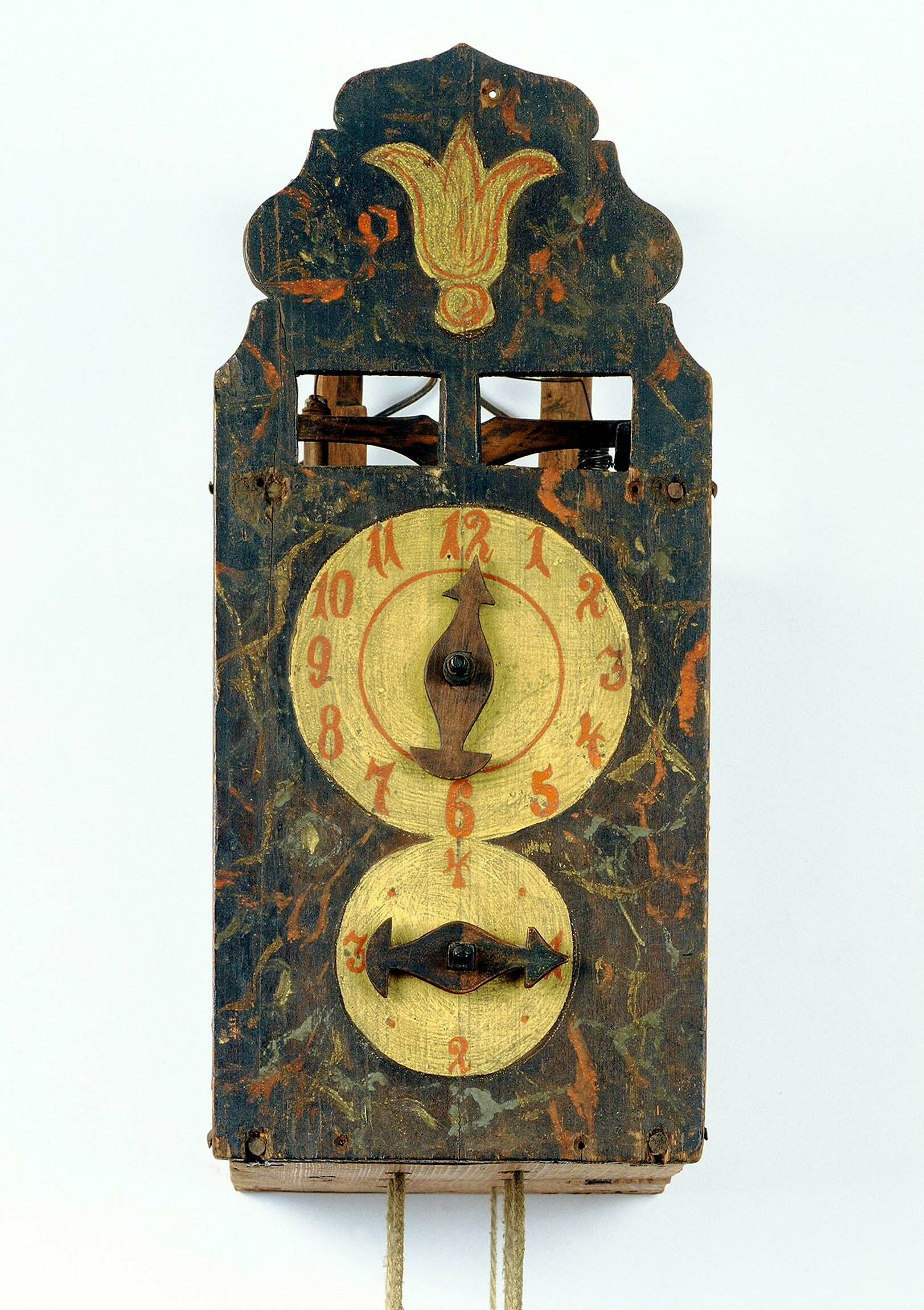 Holzräderuhr, vermutlich Schwarzwald, Mitte 18. Jahrhundert (Deutsches Uhrenmuseum CC BY-SA)