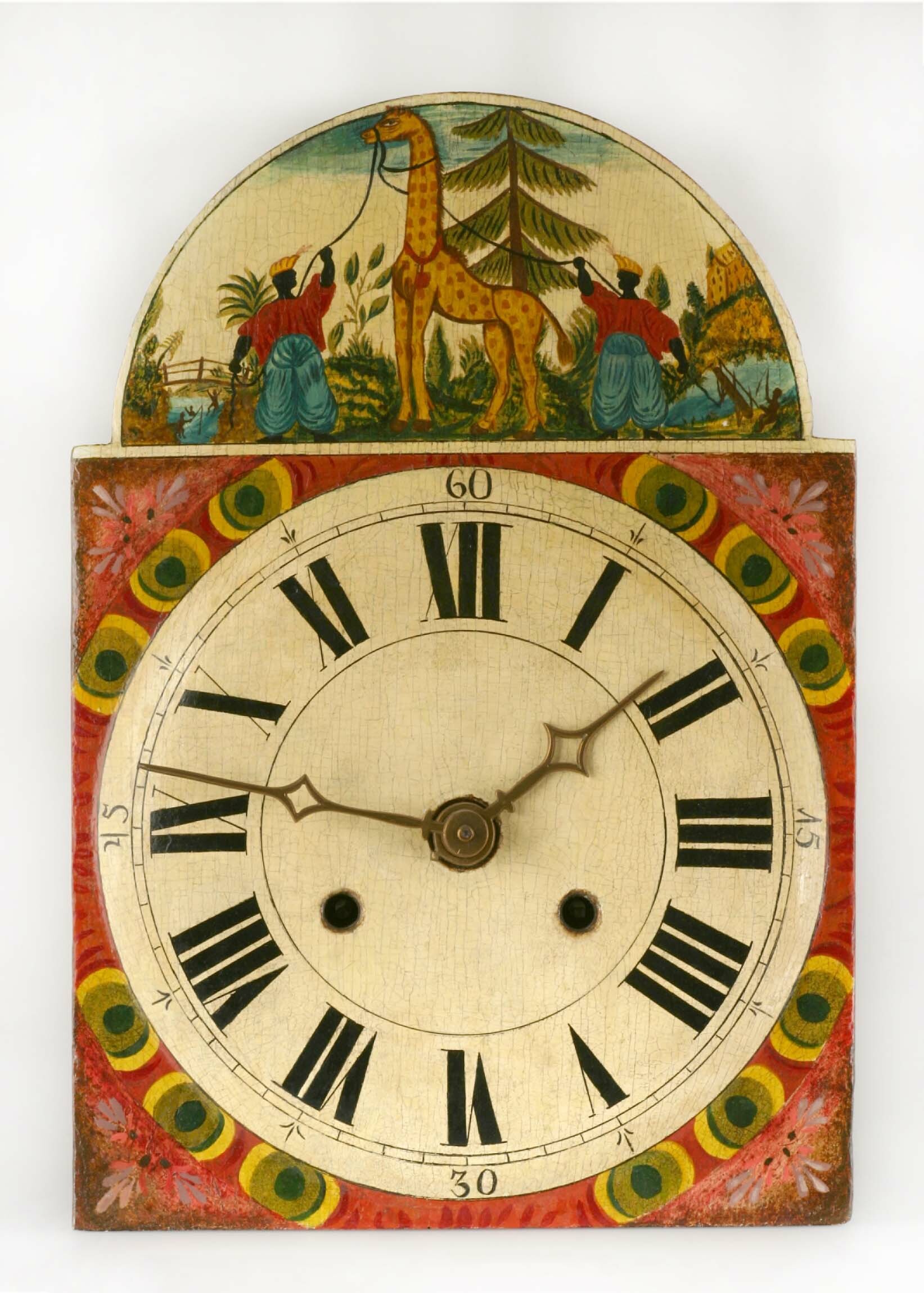 Lackschilduhr, Paul Fehrenbach, Gütenbach, um 1830 (Deutsches Uhrenmuseum CC BY-SA)