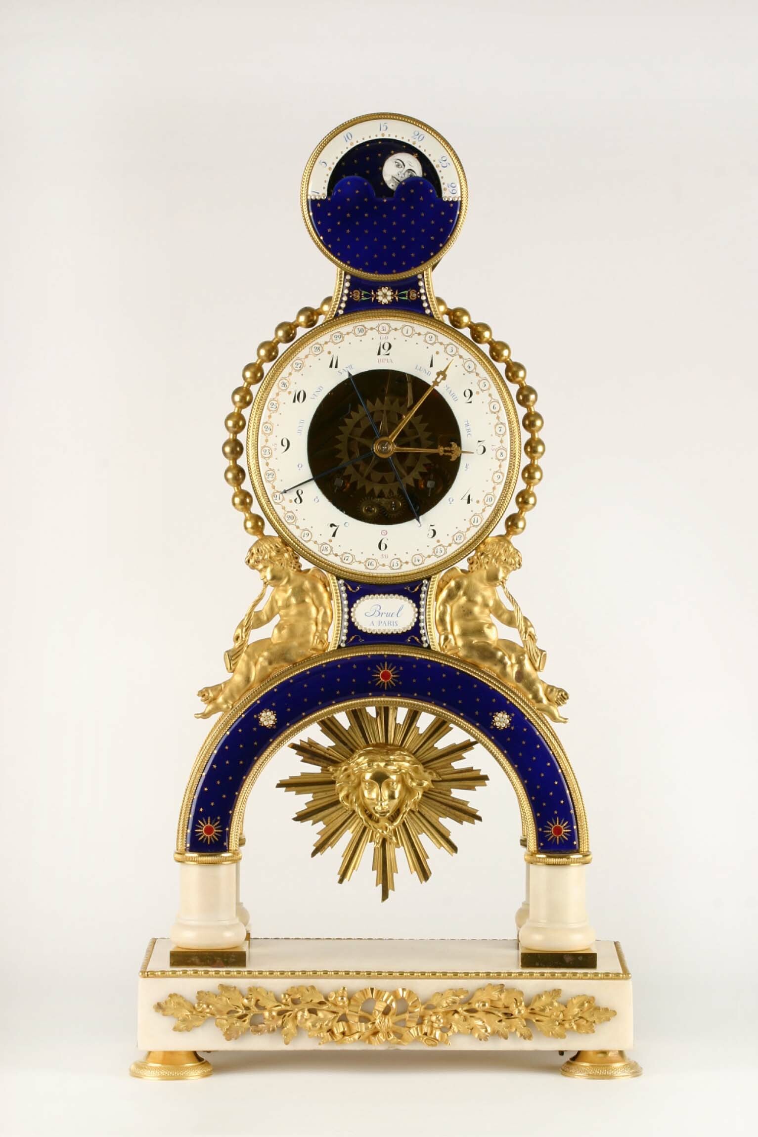 Tischuhr, Pendule squelette, Bruel, Paris, um 1800 (Deutsches Uhrenmuseum CC BY-SA)