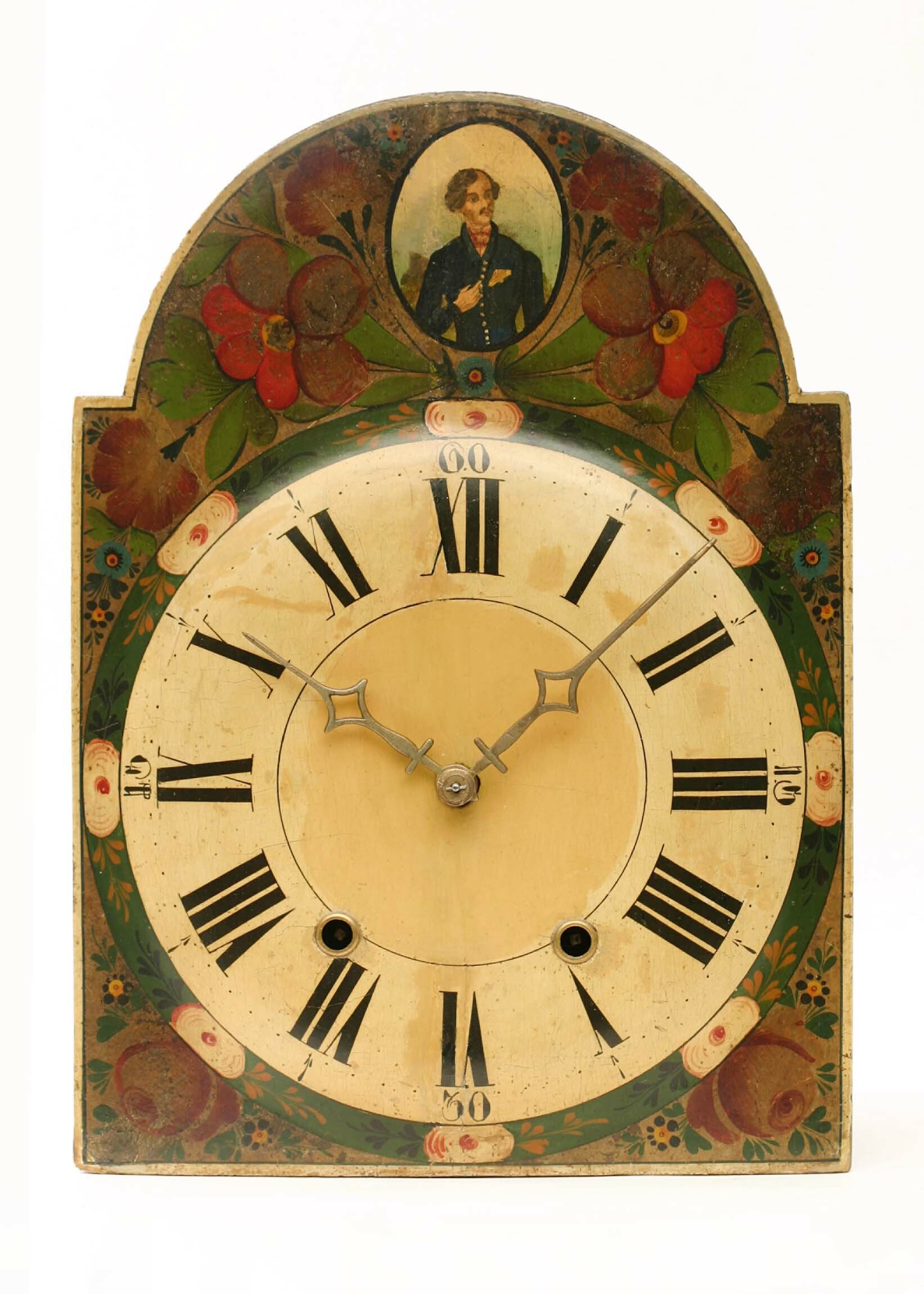 Lackschilduhr, Josef Siedle, Furtwangen, um 1830 (Deutsches Uhrenmuseum CC BY-SA)
