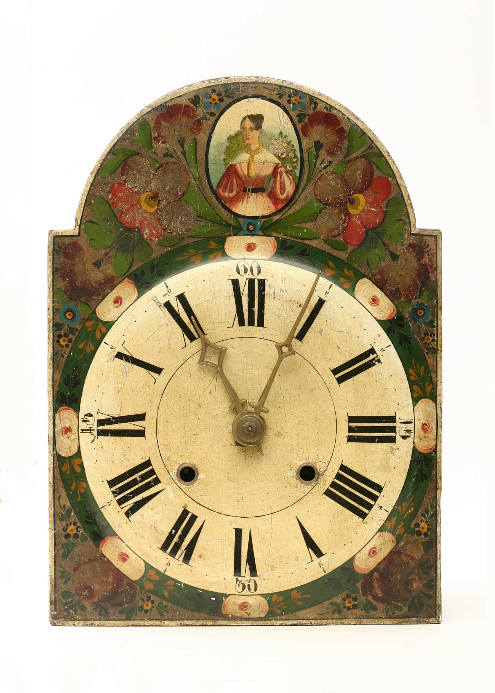 Lackschilduhr, wohl Josef Siedle, Furtwangen, um 1830 (Deutsches Uhrenmuseum CC BY-SA)