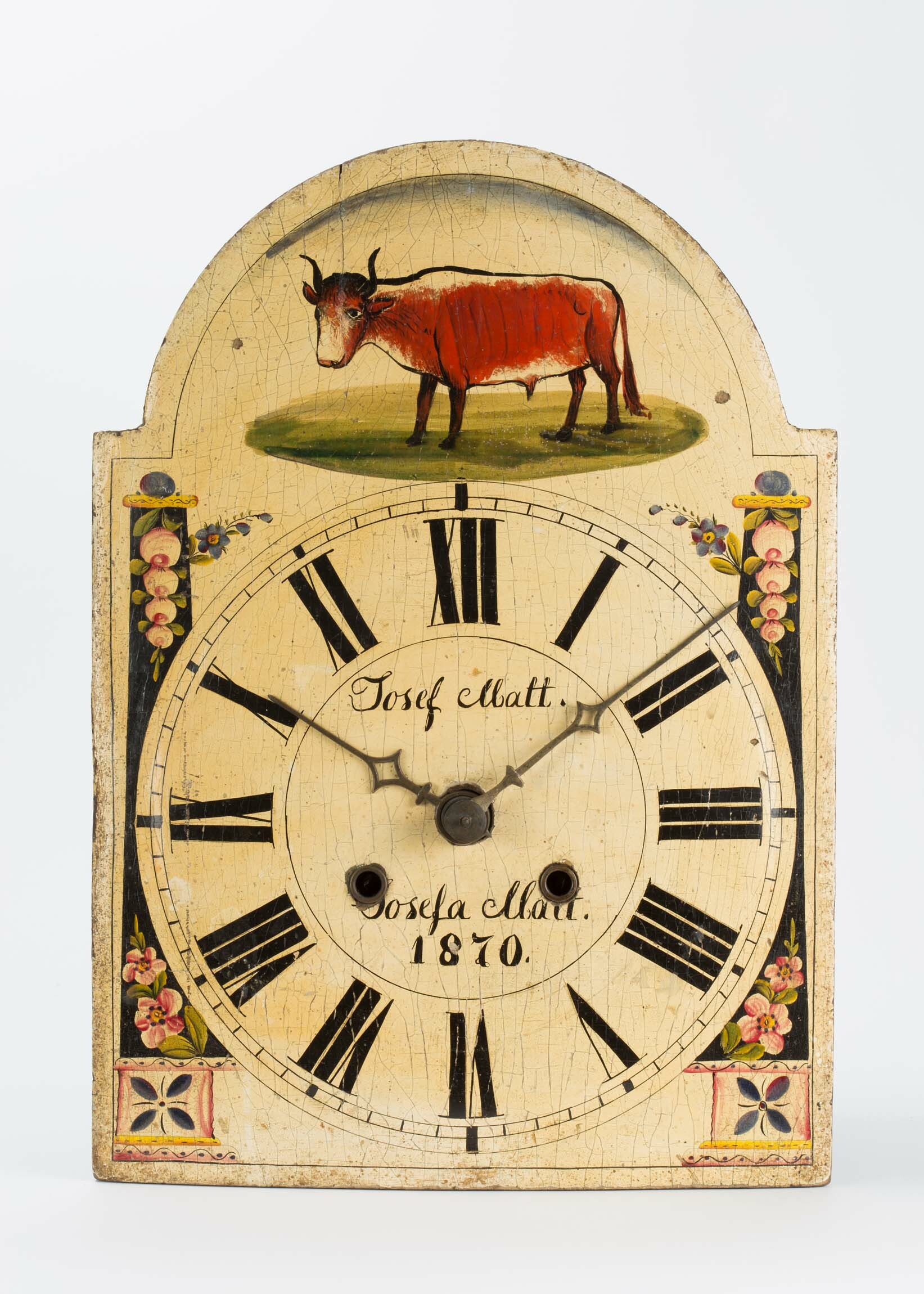 Lackschilduhr, Schwarzwald, 1870 (Deutsches Uhrenmuseum CC BY-SA)