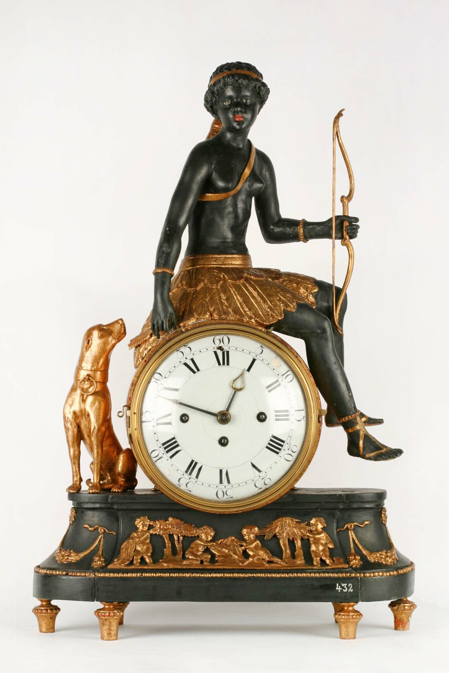 Tischuhr L'Afrique, wohl Wien, 1. Hälfte 19. Jahrhundert (Deutsches Uhrenmuseum CC BY-SA)
