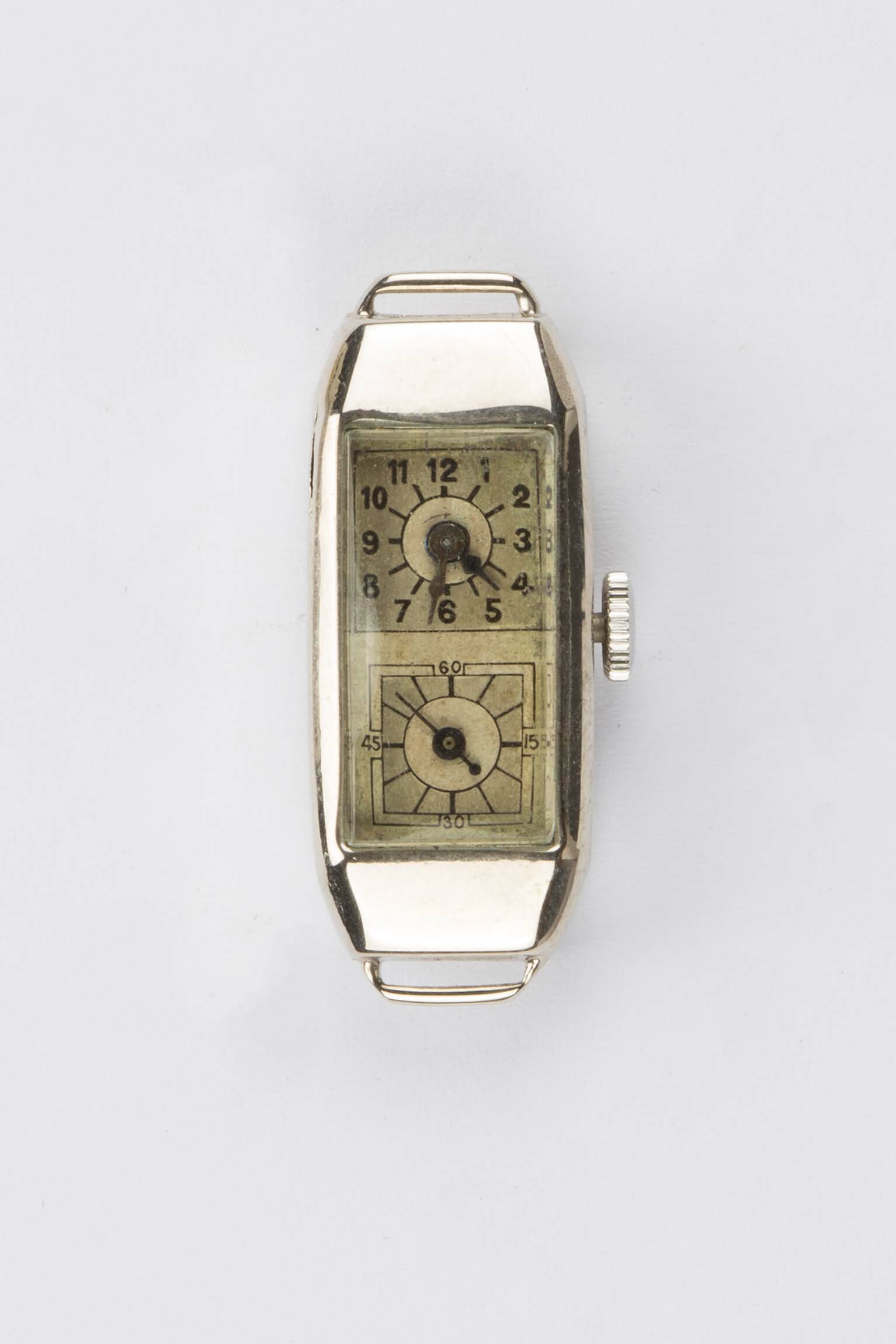 Armbanduhr mit Duo Dial, wohl Schweiz, um 1930 (Deutsches Uhrenmuseum CC BY-SA)