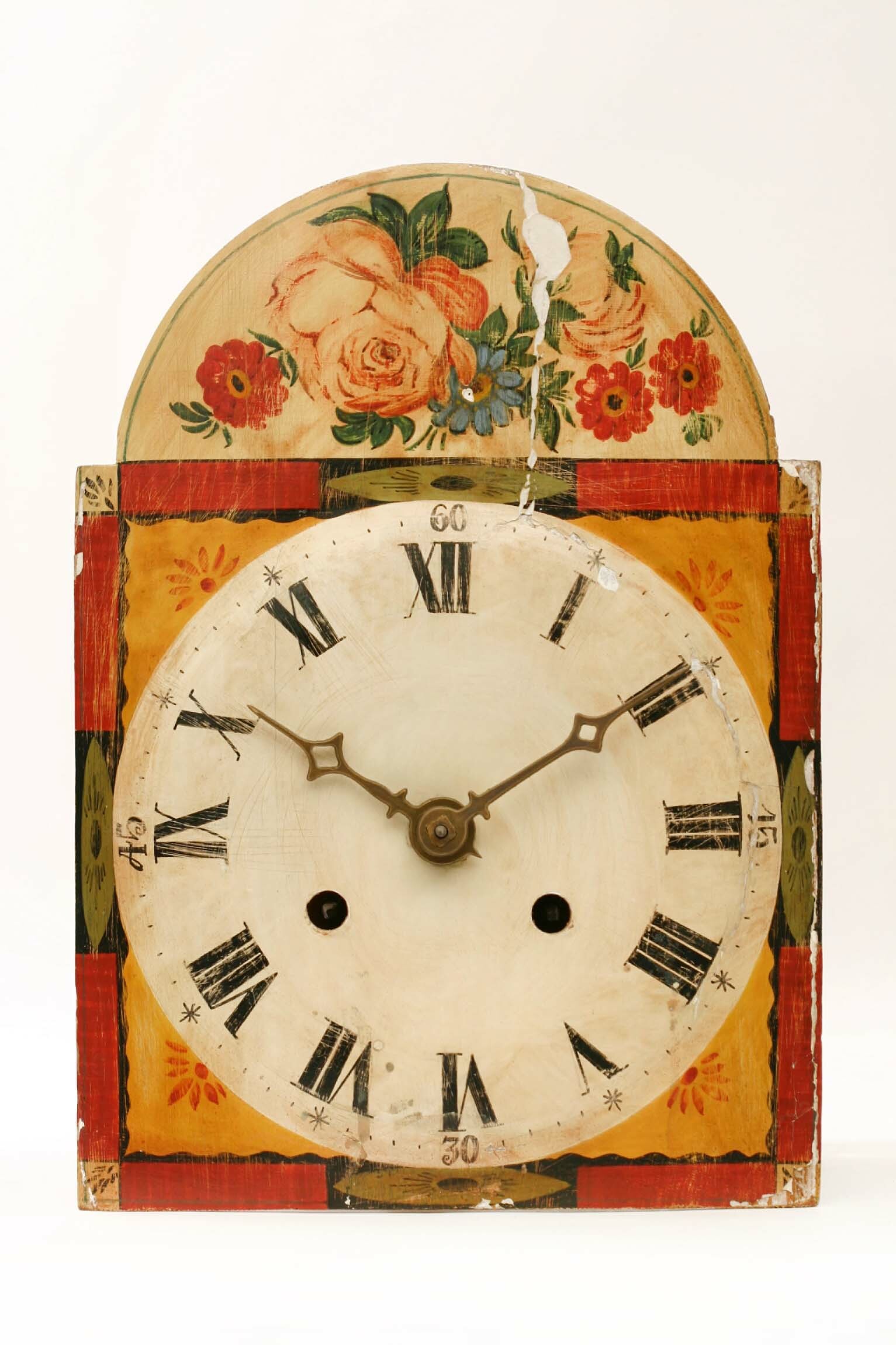Lackschilduhr, Michael Kuß, Furtwangen um 1840 (Deutsches Uhrenmuseum CC BY-SA)
