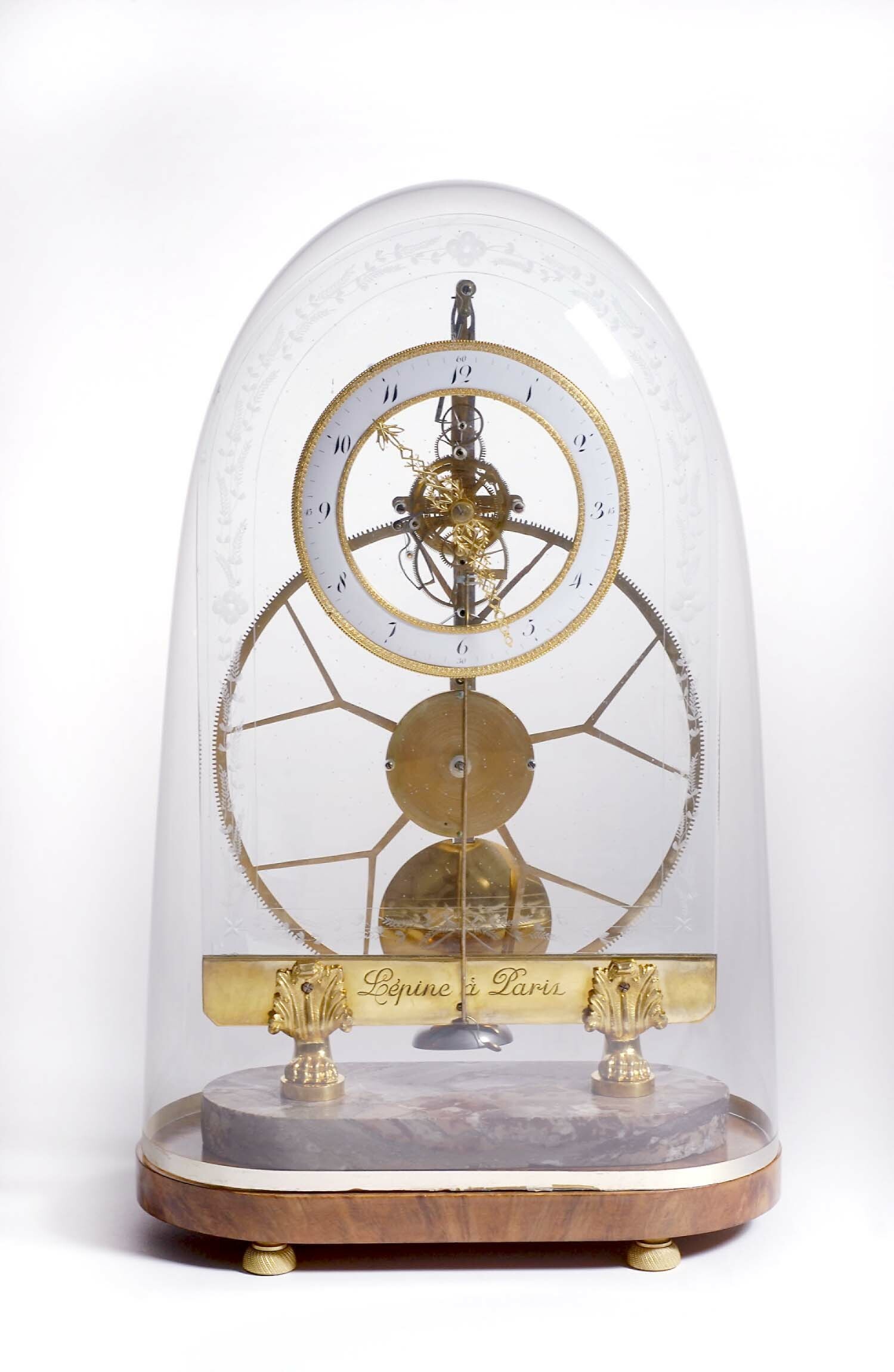 Tischuhr, Pendule squelette, Lépine, Paris, um 1800 (Deutsches Uhrenmuseum CC BY-SA)