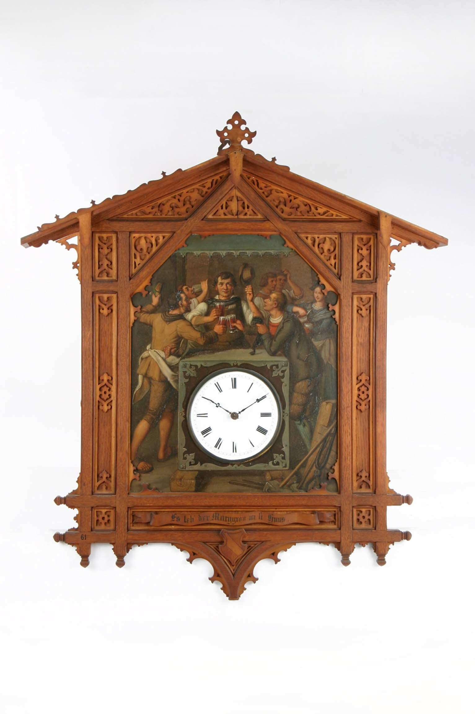 Bahnhäusleuhr, Heinrich Frank, Karlsruhe, Johann Baptist Laule, Furtwangen, 1861 (Deutsches Uhrenmuseum CC BY-SA)