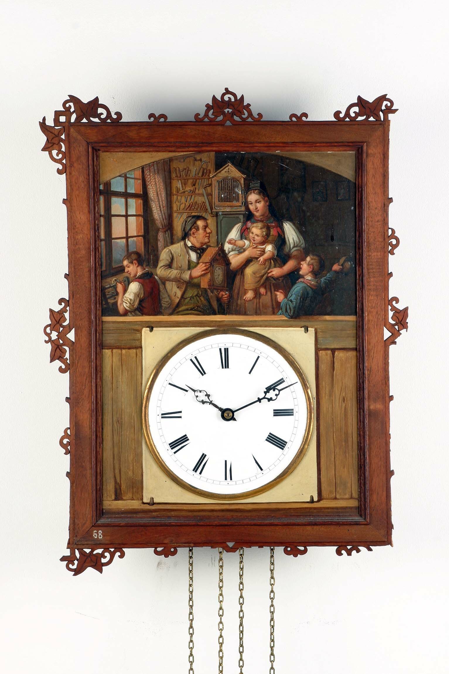 Rahmenuhr, Uhrmacherschule Furtwangen, wohl Johann Baptist Laule, Furtwangen, 1860 (Deutsches Uhrenmuseum CC BY-SA)