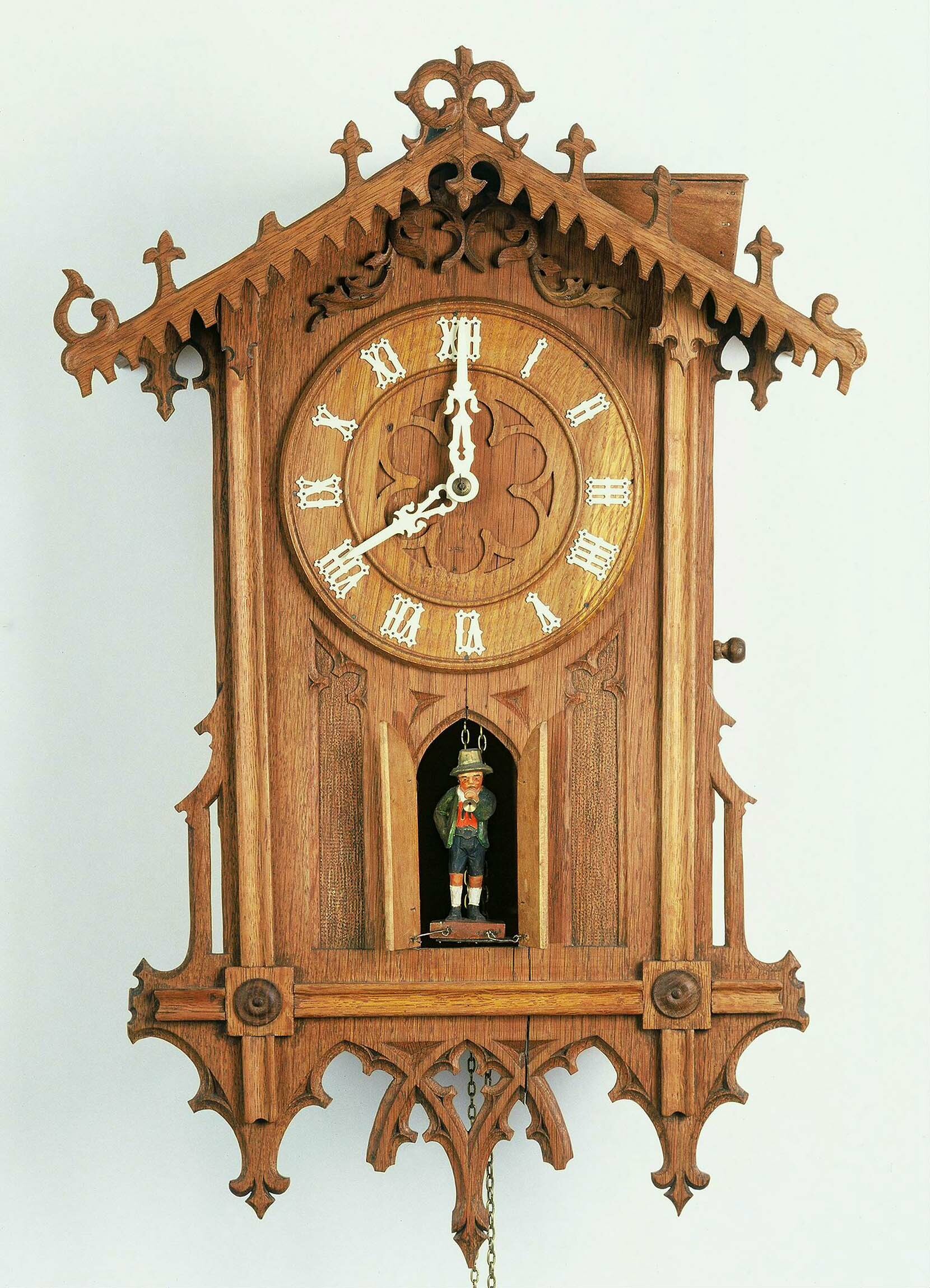 Trompeteruhr, Emilian Wehrle und Co, Furtwangen, um 1890 (Deutsches Uhrenmuseum CC BY-SA)