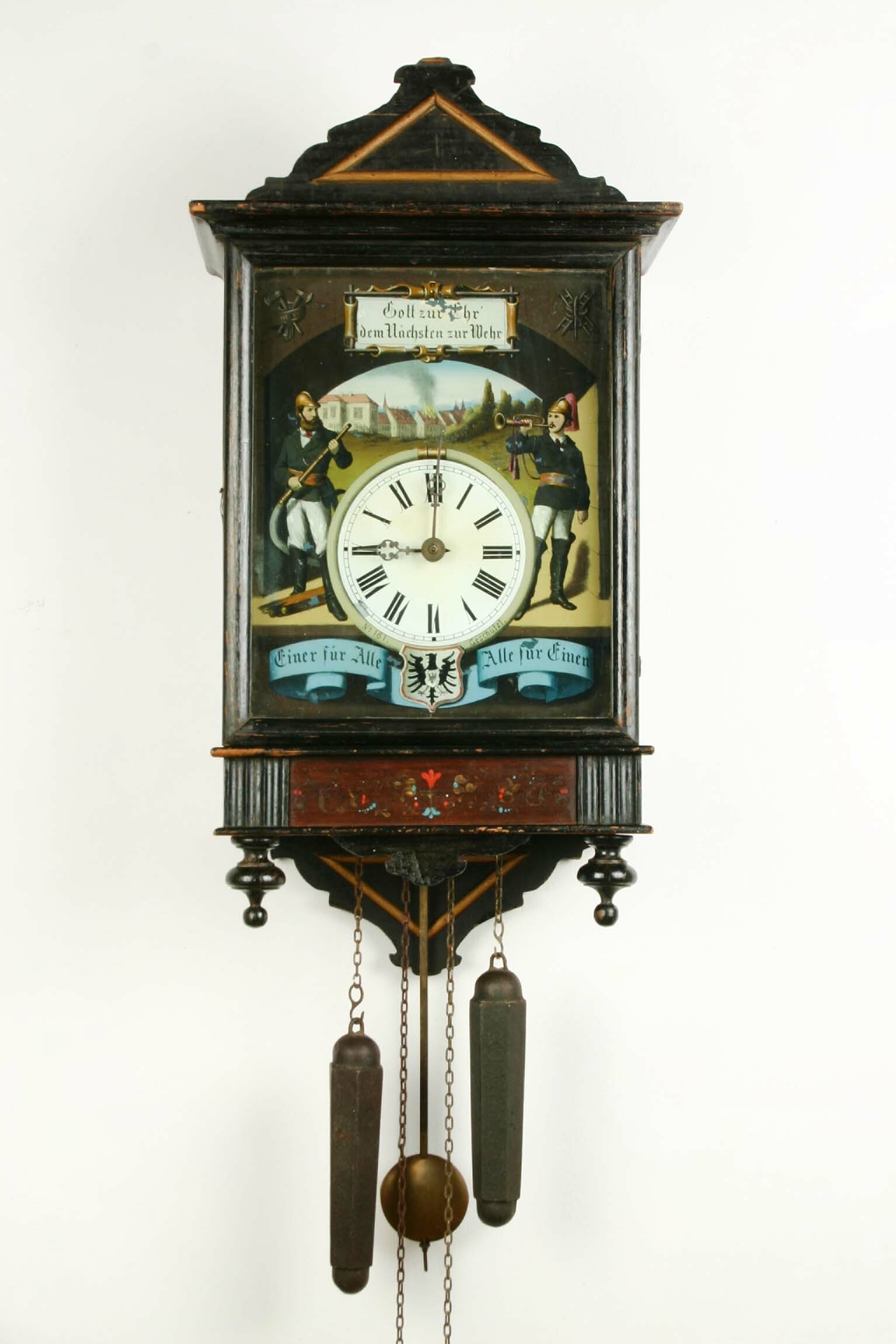 Biedermeieruhr, Schwarzwald, 2. Hälfte 19. Jahrhundert (Deutsches Uhrenmuseum CC BY-SA)
