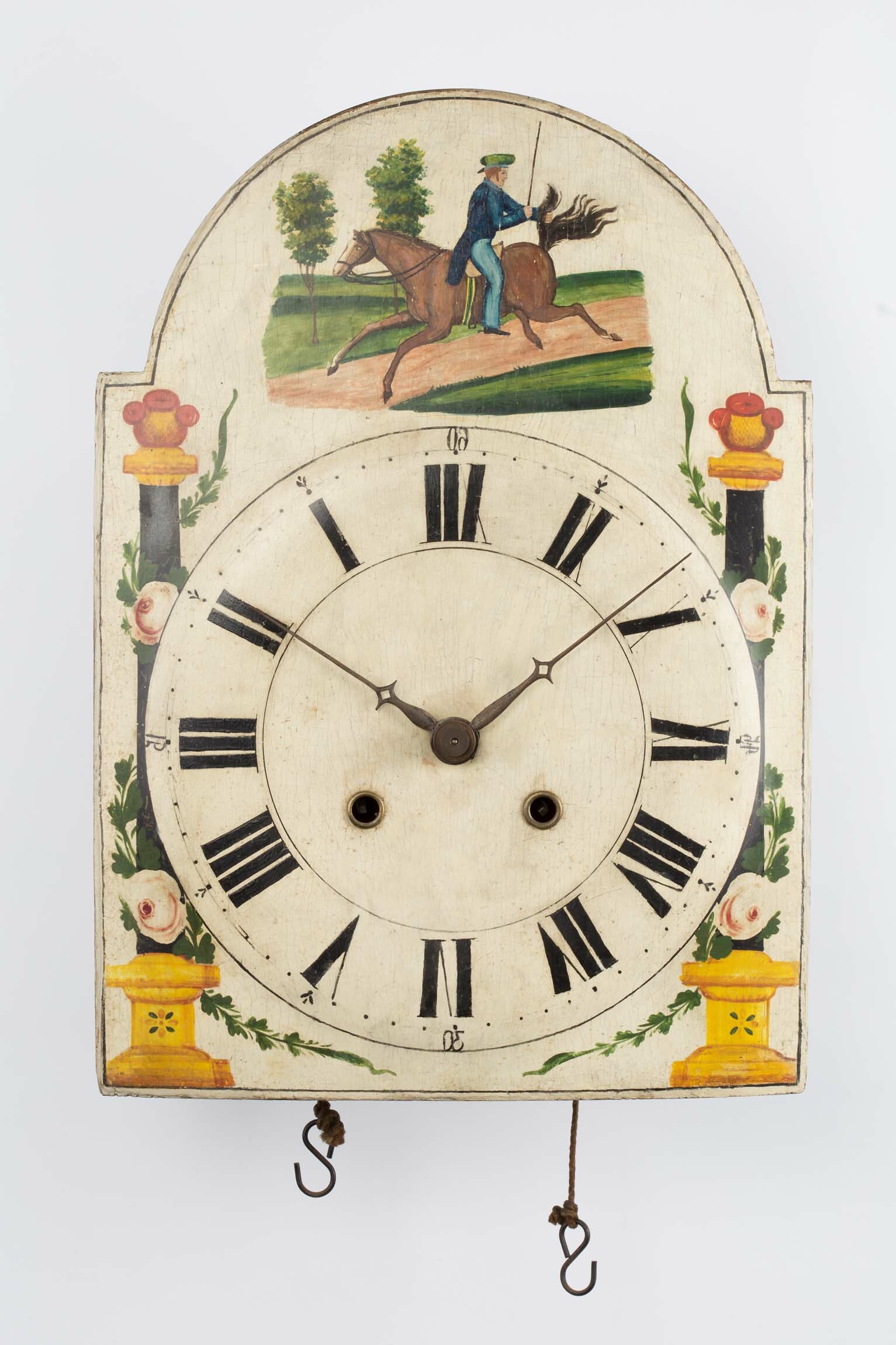 Lackschilduhr, Schwarzwald, Mitte des 19. Jahrhunderts (Deutsches Uhrenmuseum CC BY-SA)