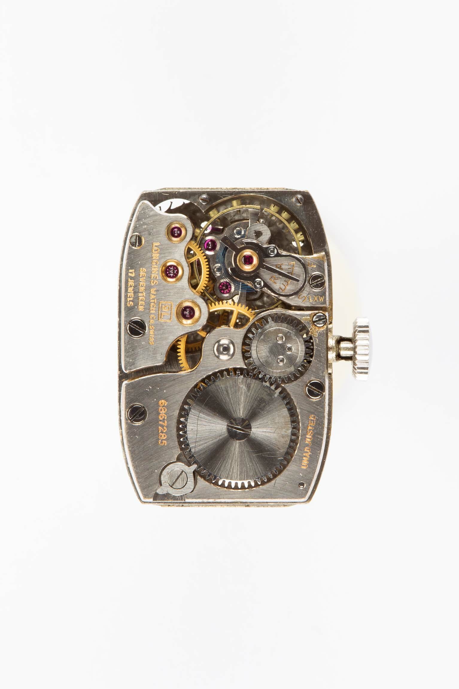 Armbanduhrwerk, Longines, Saint-Imier (CH), um 1940 (Deutsches Uhrenmuseum CC BY-SA)