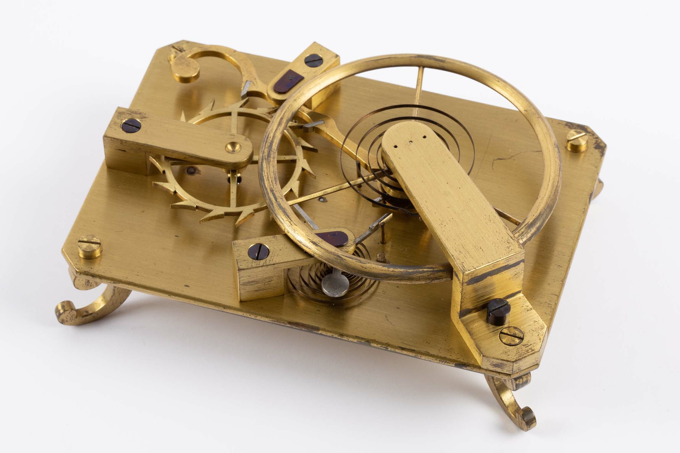 Gangmodell freie Hemmung mit stetiger Kraft, Uhrmacherschule Furtwangen, um 1860 (Deutsches Uhrenmuseum CC BY-SA)