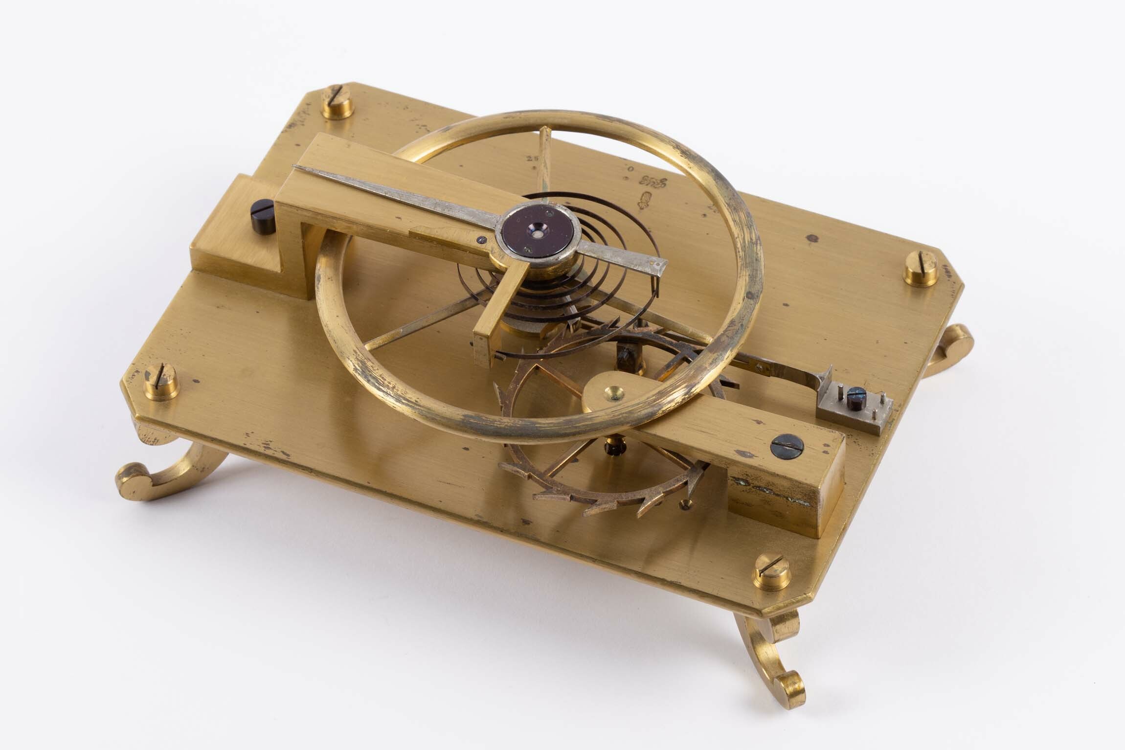 Gangmodell freie Federhemmung für Taschenchronometer, Uhrmacherschule Furtwangen, um 1860 (Deutsches Uhrenmuseum CC BY-SA)