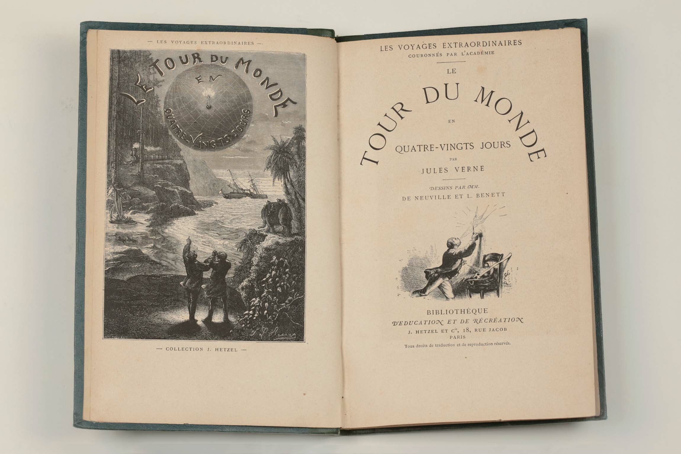 Le Tour du Monde en Quatre-Vingts-Jours par Jules Verne, J. Hetzel und Cie., Paris 1873 (Deutsches Uhrenmuseum CC BY-SA)