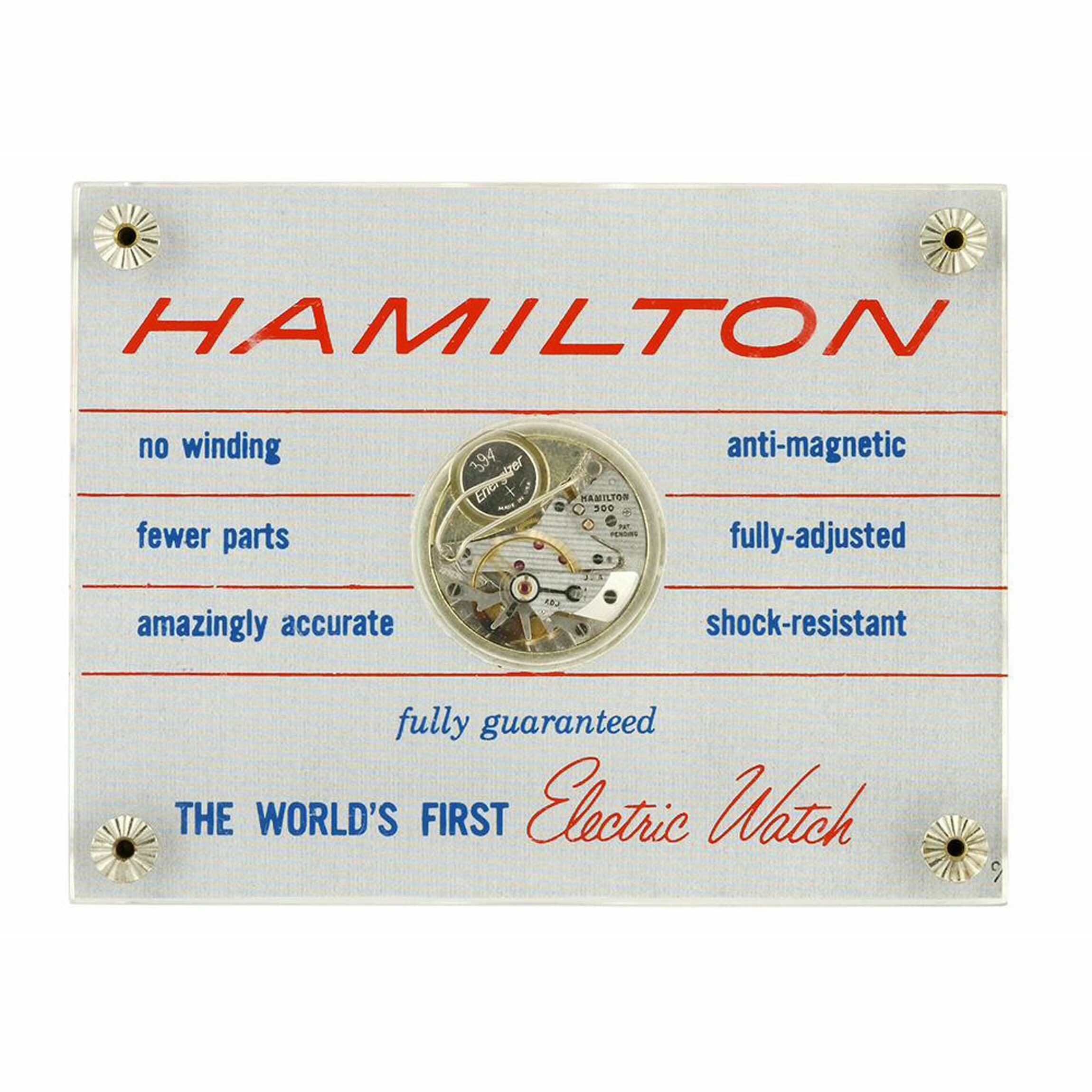 Werbedisplay, Hamilton, Lancaster (USA), um 1957 (Deutsches Uhrenmuseum CC BY-SA)
