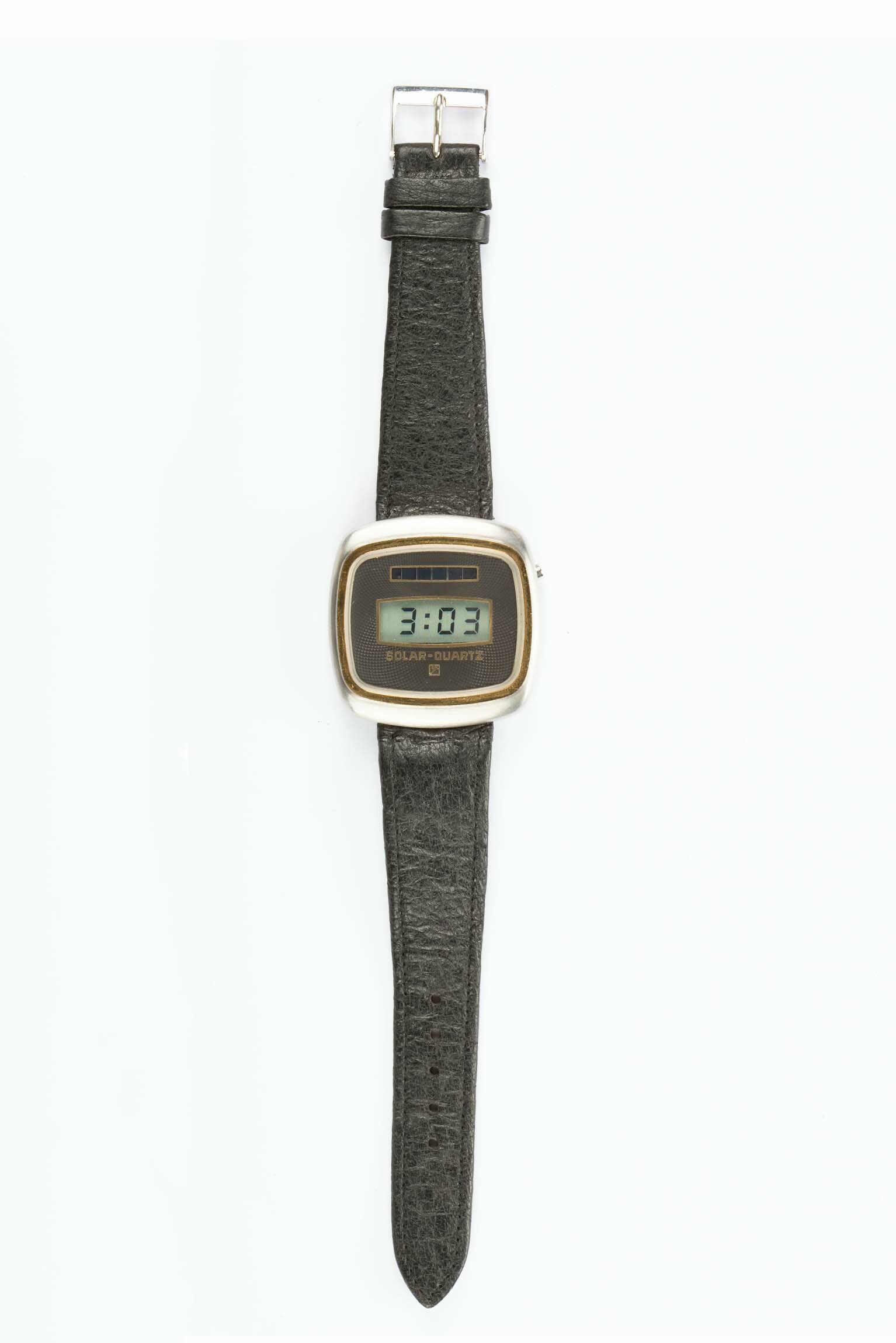 Armbanduhr "Solar Quartz", Cristalonic, München, 1976 (Deutsches Uhrenmuseum CC BY-SA)
