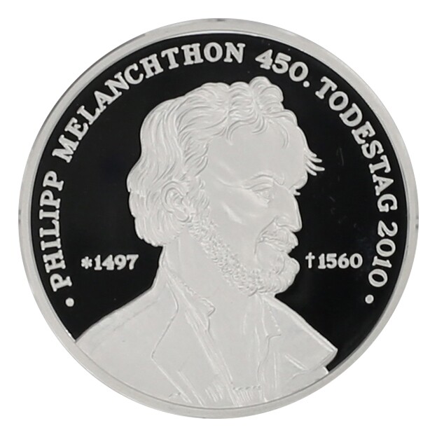 Medaille 2010 auf Melanchthons 450. Todestag (Museum im Melanchthonhaus Bretten CC BY-NC-SA)