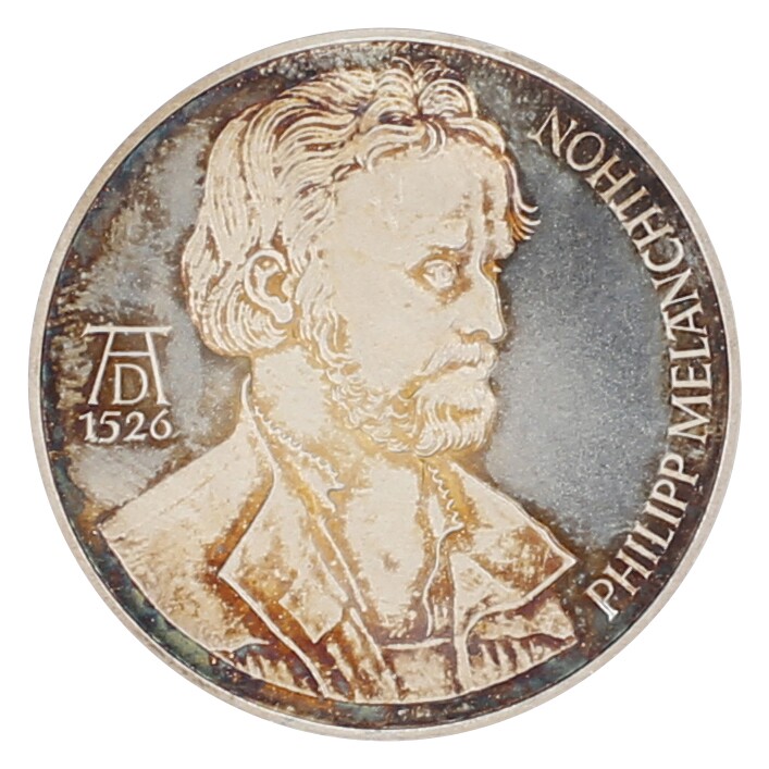 Medaille aus der Serie von 36 Medaillen „Dürer und seine Werke“ 1971 – 1974 anlässlich der 500-Jahrfeier Albrecht Dürers (Museum im Melanchthonhaus Bretten CC BY-NC-SA)