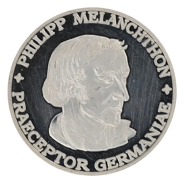 Medaille 1976 anlässlich der 450-Jahrfeier des Melanchthon-Gymnasiums Nürnberg (Museum im Melanchthonhaus Bretten CC BY-NC-SA)