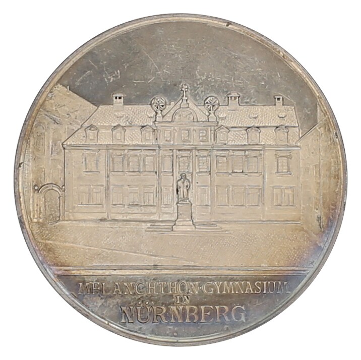 Medaille 1897 auf das Schülerfest im Melanchthon-Gymnasium in Nürnberg (Museum im Melanchthonhaus Bretten CC BY-NC-SA)