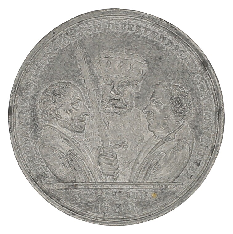 Medaille von 1830 auf das 300-jährige Jubiläum der Augsburger Konfession (Museum im Melanchthonhaus Bretten CC BY-NC-SA)