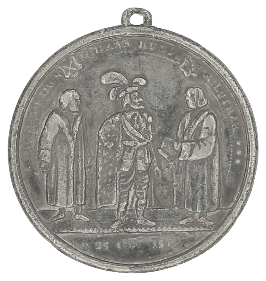 Medaille von 1830 anlässlich der 300-Jahrfeier der Übergabe der Confessio Augustana (Museum im Melanchthonhaus Bretten CC BY-NC-SA)