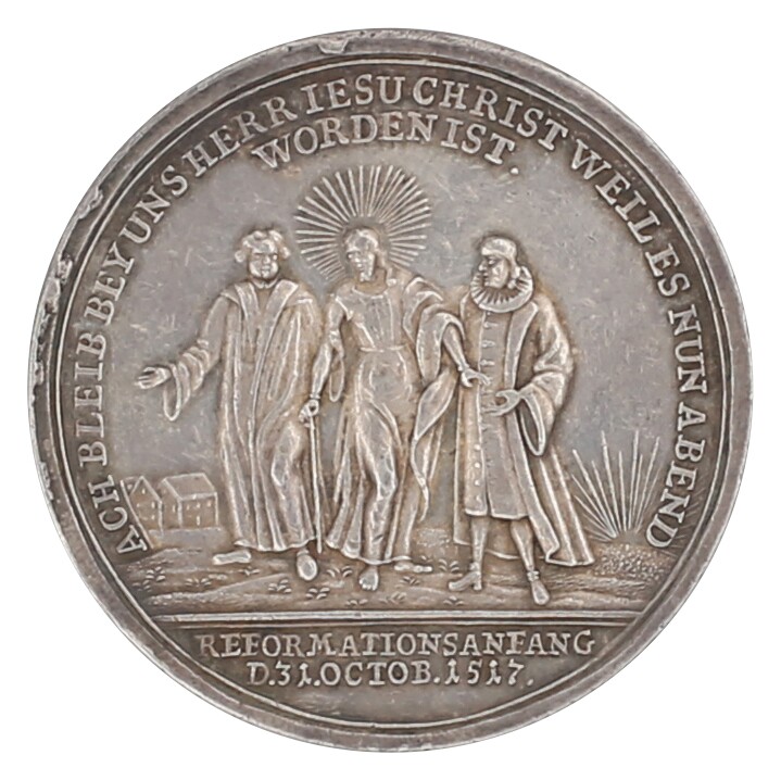 Medaille 1717 auf das 200-jährige Jubiläum des Beginns der Reformation (Museum im Melanchthonhaus Bretten CC BY-NC-SA)