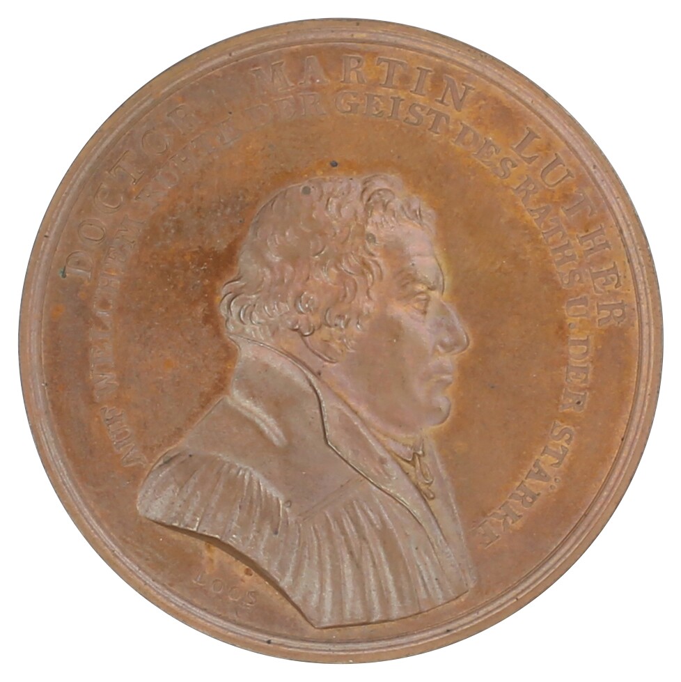 Medaille von 1817 anlässlich der 3. Säkularfeier der Reformation (Museum im Melanchthonhaus Bretten CC BY-NC-SA)