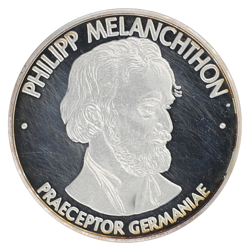 Gedenkmedaille 1988 anlässlich der 1. Verleihung des Melanchthonpreises der Stadt Bretten (Museum im Melanchthonhaus Bretten CC BY-NC-SA)