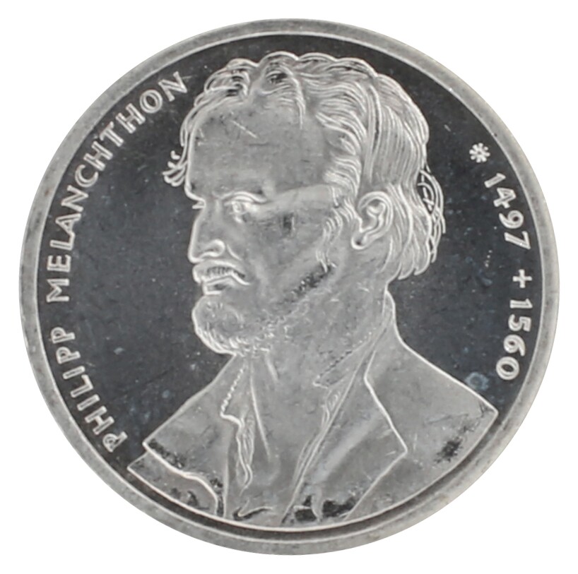 10-DM-Münze 1997 anlässlich Melanchthons 500. Geburtstages (Museum im Melanchthonhaus Bretten CC BY-NC-SA)