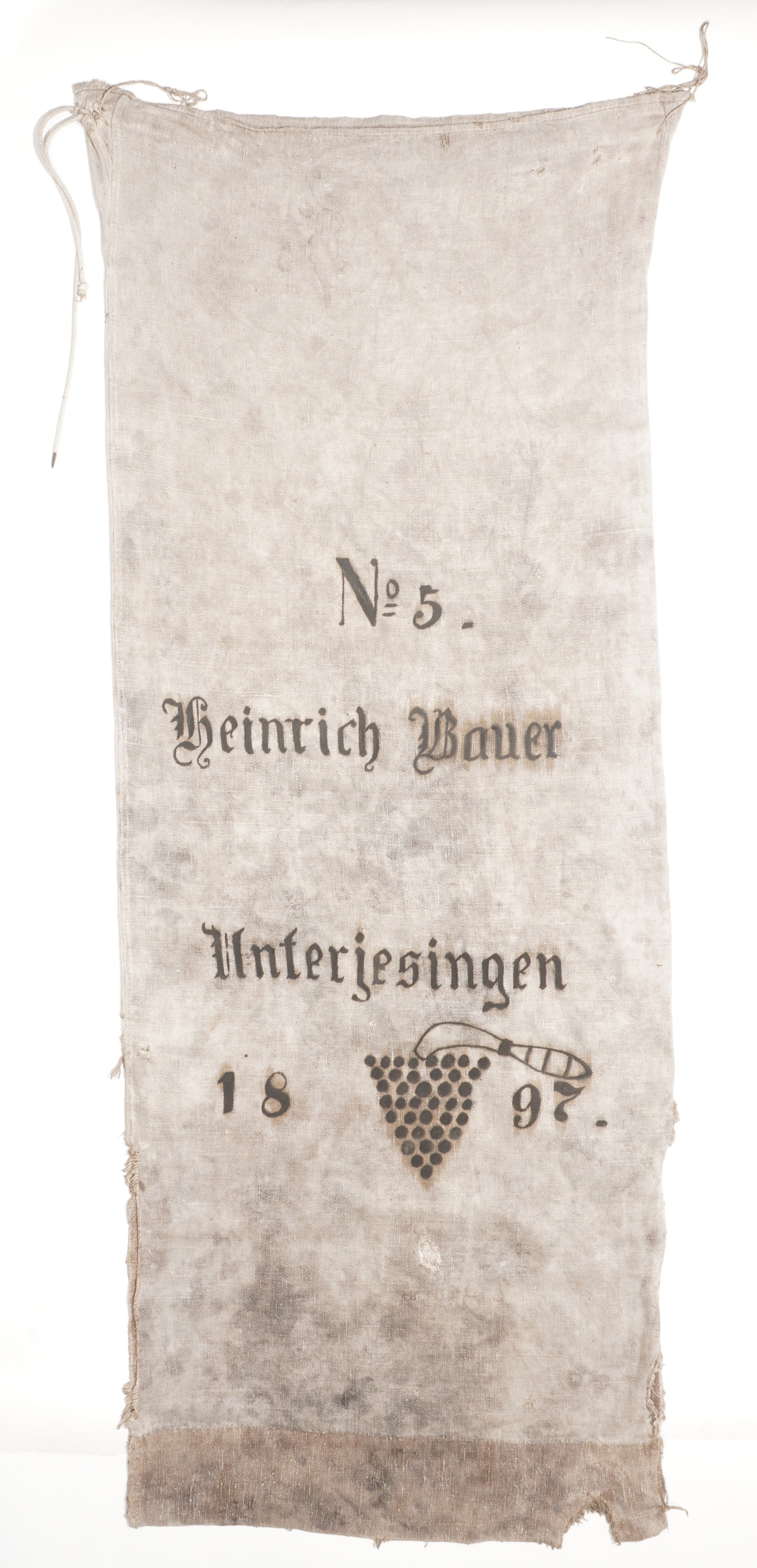 Getreidesack "No 5 Heinrich Bauer" (Förderkreis Unterjesinger Kelter e.V. CC BY-NC-SA)