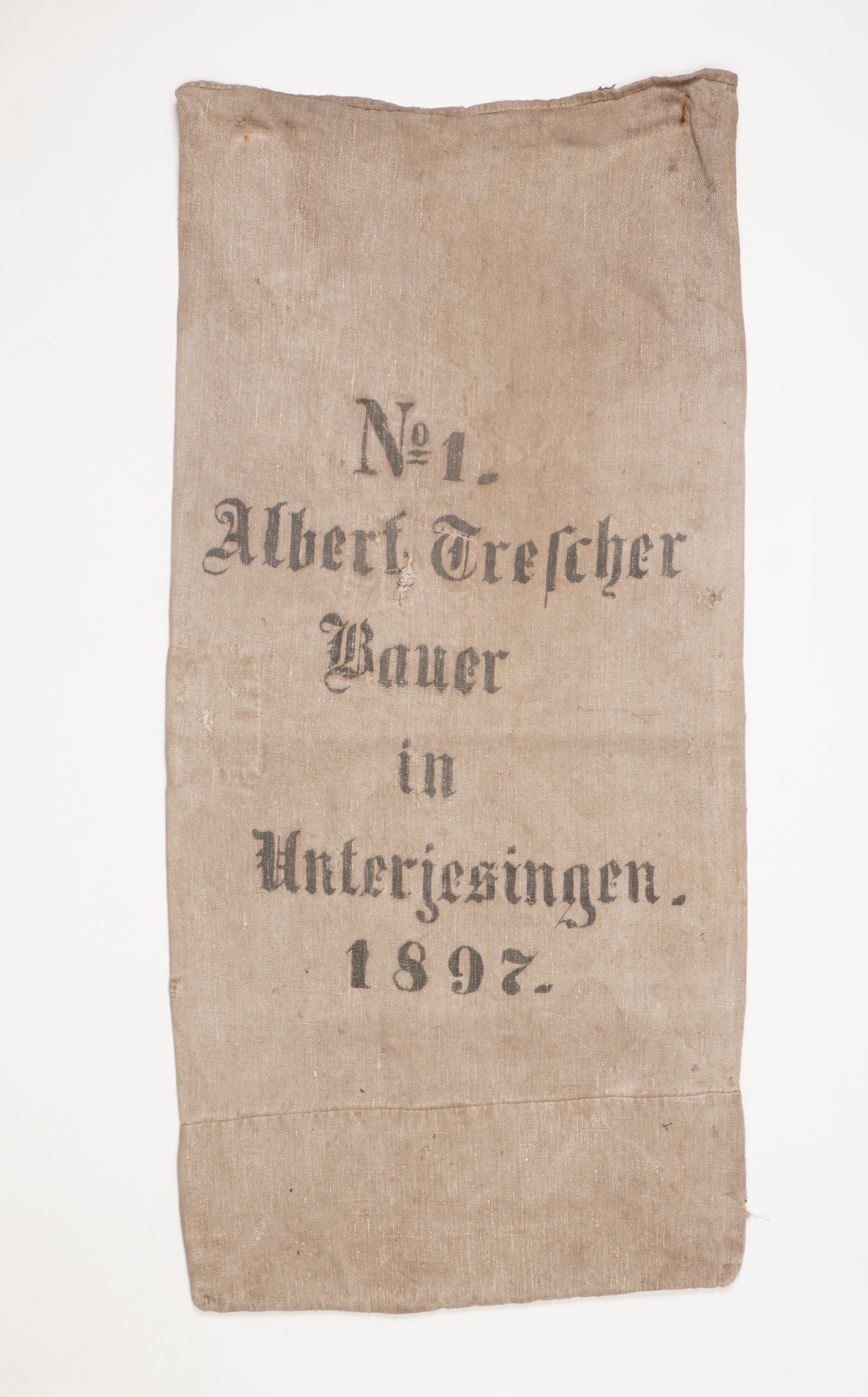 Getreidesack "No 1 Albert Trescher" (Förderkreis Unterjesinger Kelter e.V. CC BY-NC-SA)