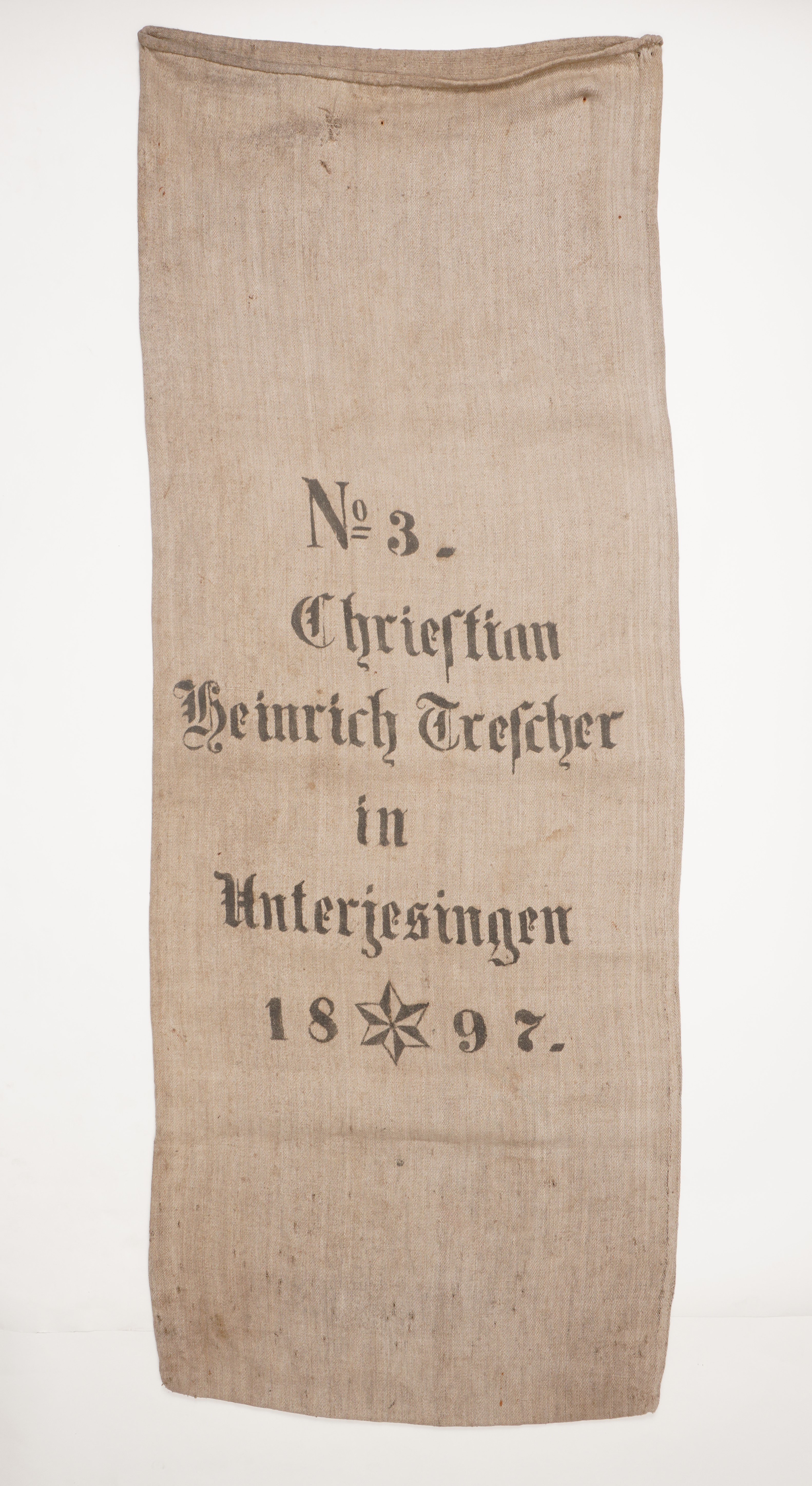 Getreidesack "No 3 Christian Heinrich Trescher" (Förderkreis Unterjesinger Kelter e.V. CC BY-NC-SA)