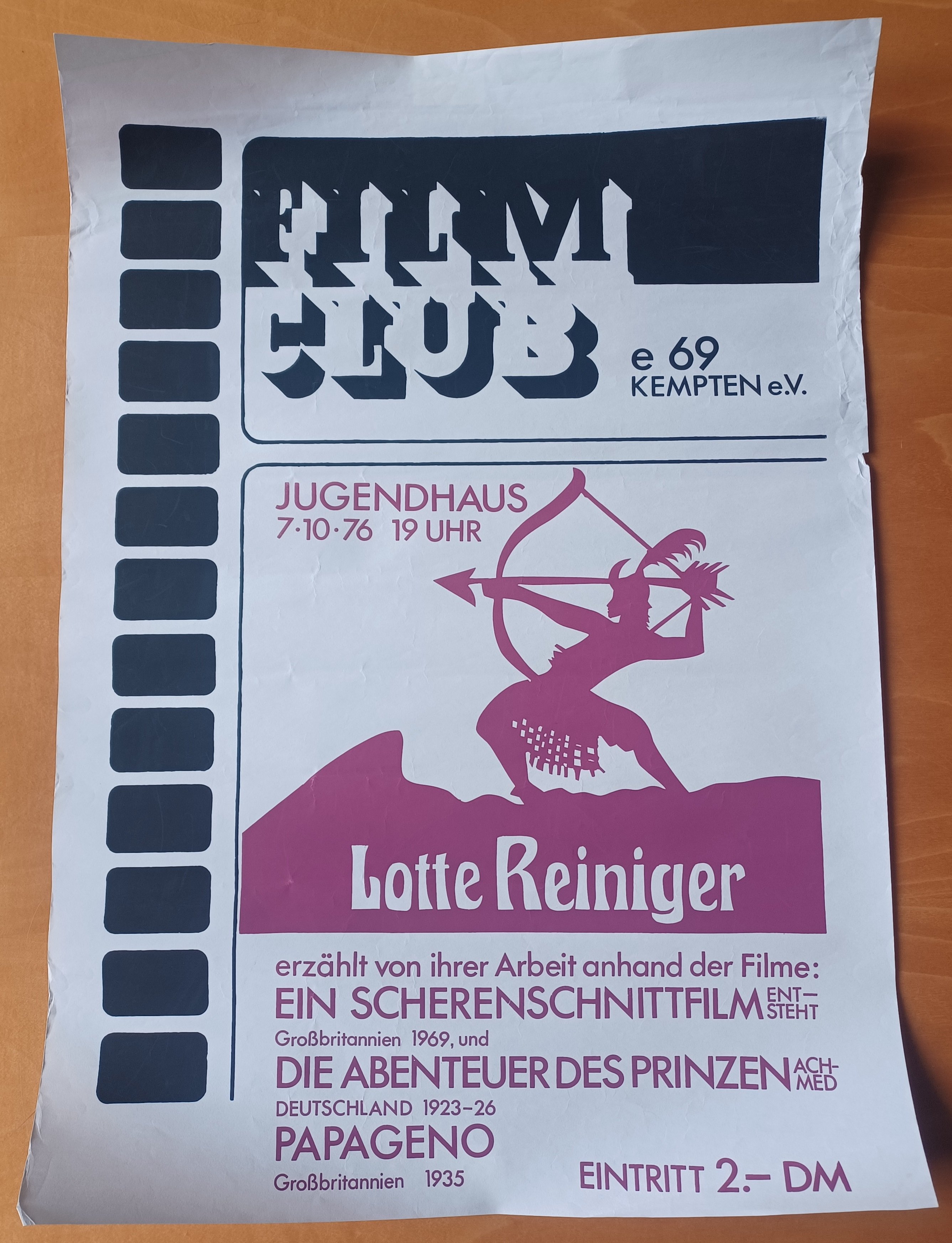 Filmplakat "Die Abenteuer des Prinzen Achmed" / Kempten (Stadtmuseum Tübingen CC BY-NC-SA)