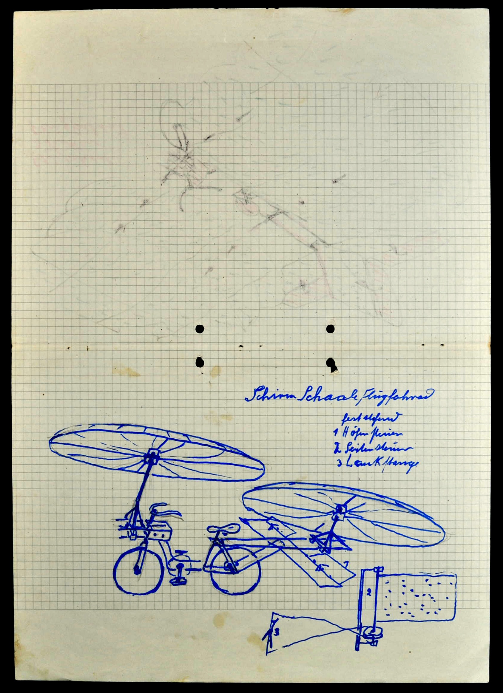 "Schirm Schalle Flugfahrad" ; "Flugschaalen 3 Decker Flugfahrad" (Gustav Mesmer Stiftung CC BY-NC-SA)