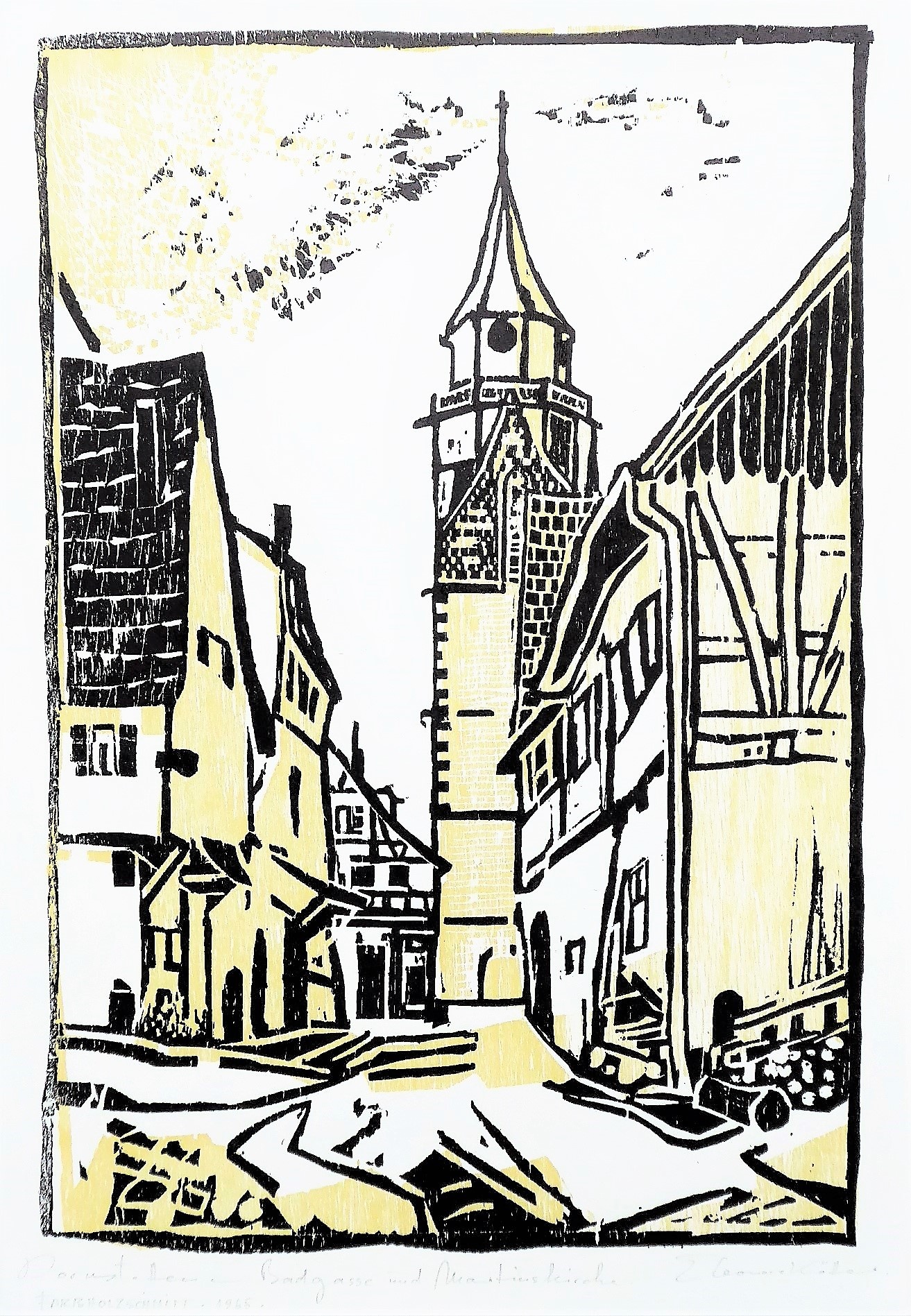Dornstetten - Badgasse und Martinskirche (Kunststiftung Eleonore Kötter CC BY-NC-SA)