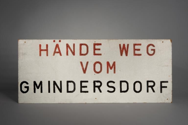 Schild. Protestschild. Gmindersdorf (Heimatmuseum Reutlingen CC BY-NC-SA)