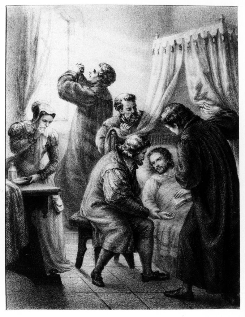 Luther am Krankenbette Melanchthon`s (Museum im Melanchthonhaus Bretten CC BY-NC-SA)