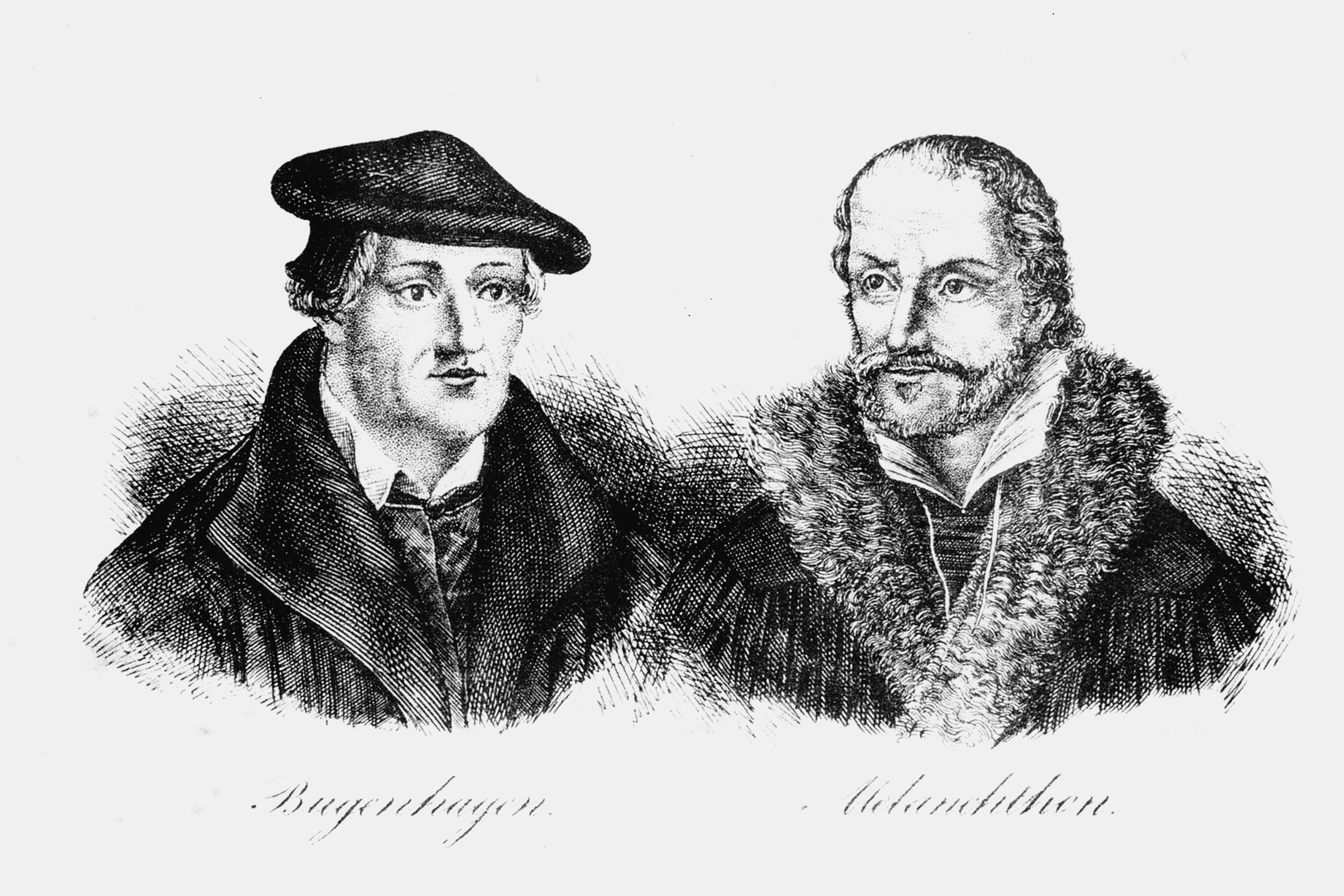 Johannes Bugenhagen und Philipp Melanchthon (Museum im Melanchthonhaus Bretten CC BY-NC-SA)