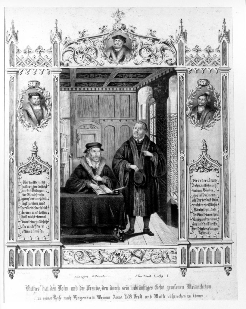 Luther spricht Melanchthon Mut zu (Museum im Melanchthonhaus Bretten CC BY-NC-SA)