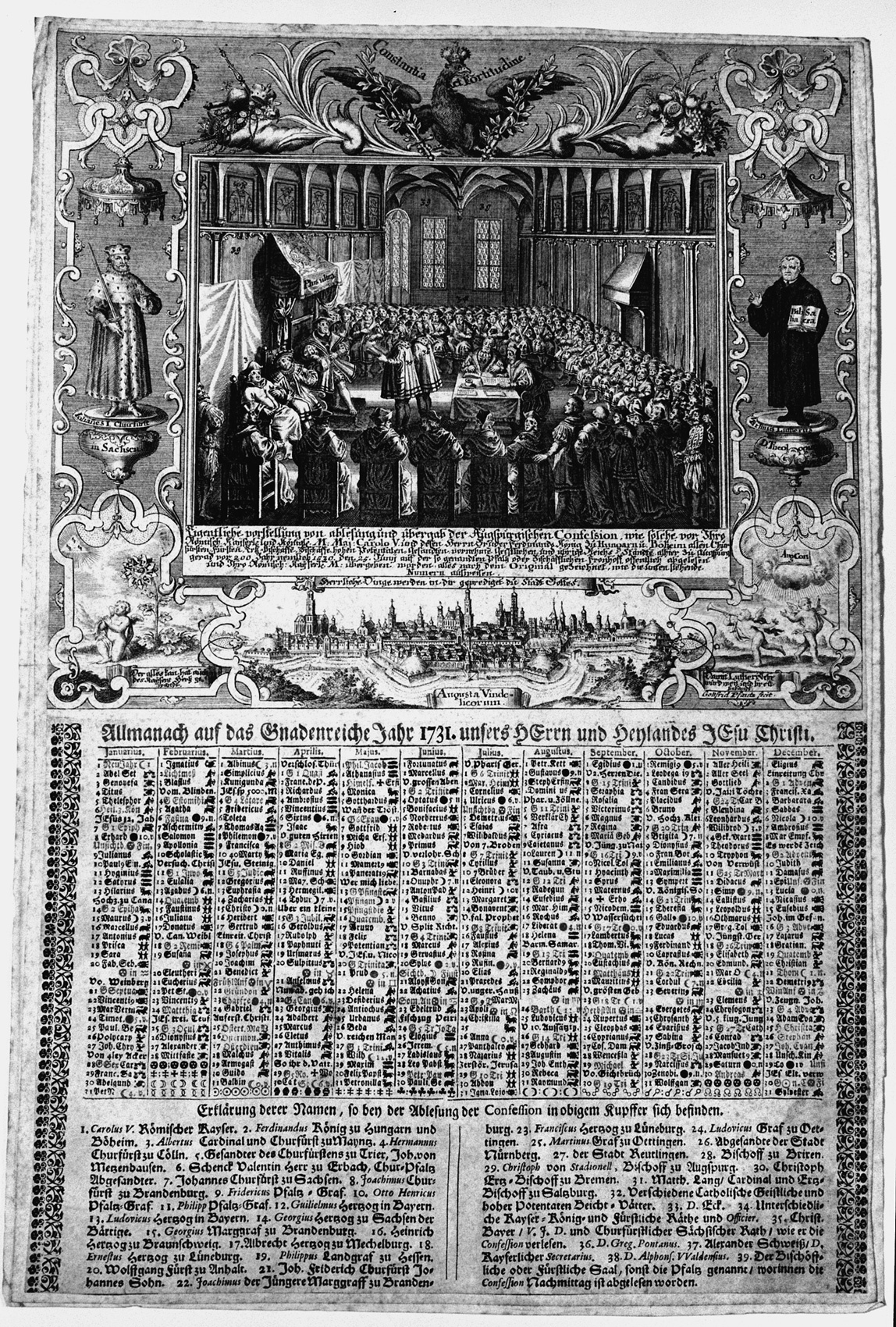 Kalender auf das Jahr 1731 (Museum im Melanchthonhaus Bretten CC BY-NC-SA)