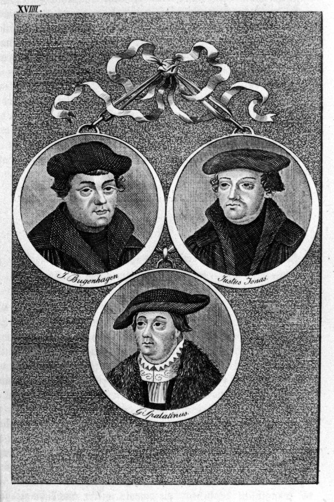 Johannes Bugenhagen, Justus Jonas und Georg Spalatin (Museum im Melanchthonhaus Bretten CC BY-NC-SA)