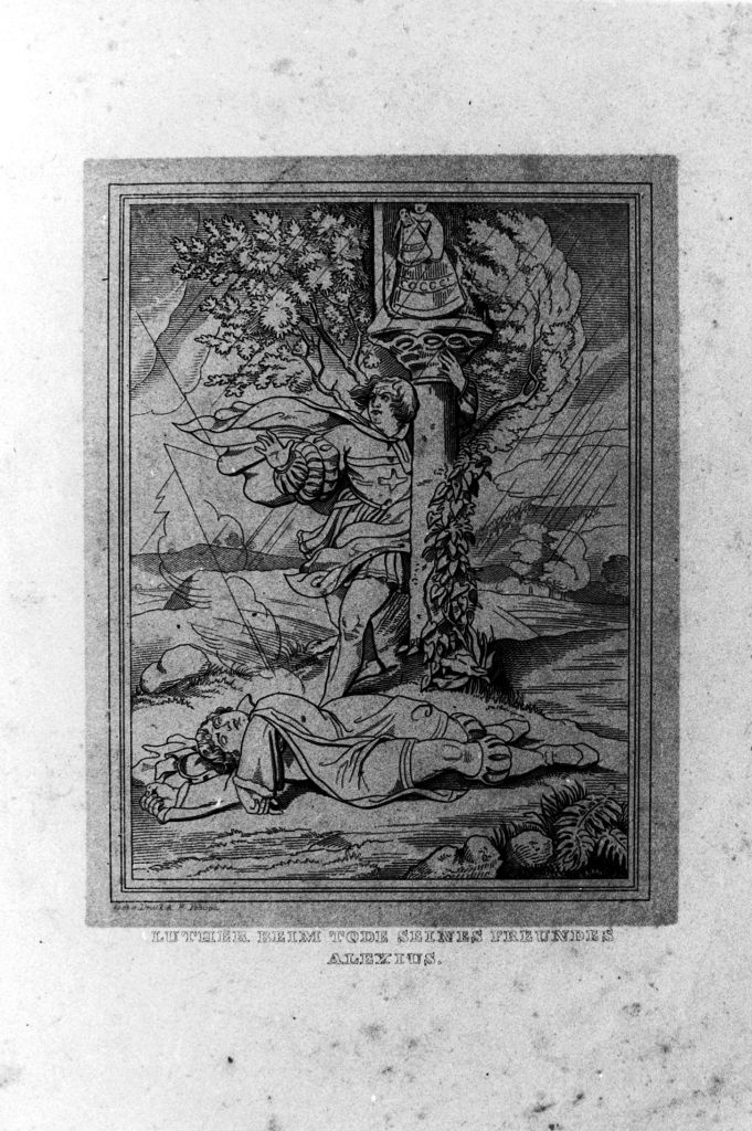 Luther beim Tod seines Freundes Alexius (Museum im Melanchthonhaus Bretten CC BY-NC-SA)