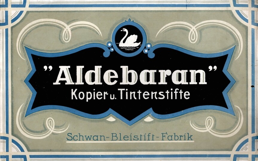 Etikett vom Aldebaran Sortimentskasten (Unternehmensarchiv der Firmengruppe Schwan-STABILO CC BY-NC-ND)