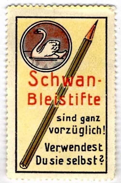 Reklamemarke der Schwan-Bleistift-Fabrik (Unternehmensarchiv der Firmengruppe Schwan-STABILO CC BY-NC-ND)