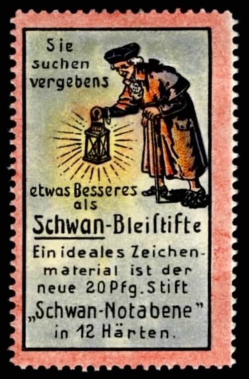 Reklamemarke der Schwan-Bleistift-Fabrik "Notabene" (Unternehmensarchiv der Firmengruppe Schwan-STABILO CC BY-NC-ND)